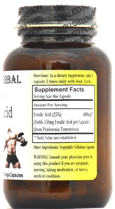 Barlowe's Herbal Elixirs Ursolic Acid Extract | 150mg | 60 Veggie Capsules | Stearate Free | Non-GMO | Glass Bottle | Vegetarian