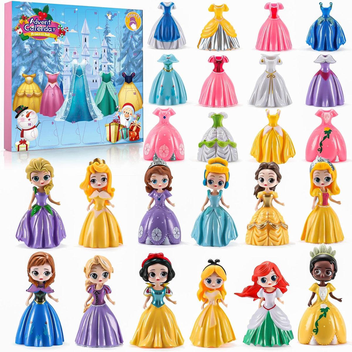 Advent Calendar for Girls Princess Deformation Toy 24 Days Countdown Calendars Princess Transformable Toys and Decorate Ideal for Christmas Countdown and Fun Play Party Favor, Xmas Gifts, Classroom Prizes