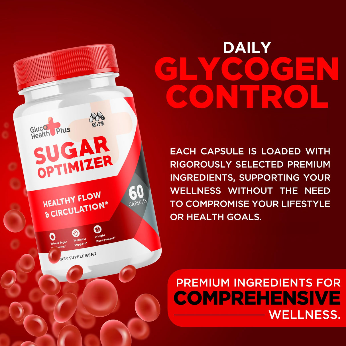 GlucoHealth Plus Capsules - GlucoHealth Plus Advanced Optimizer Formula Vitamin Supplement - All Natural GlucoHealth Plus Daily Wellness Pills - Premium Formula for Health and Wellness (60 Capsules)