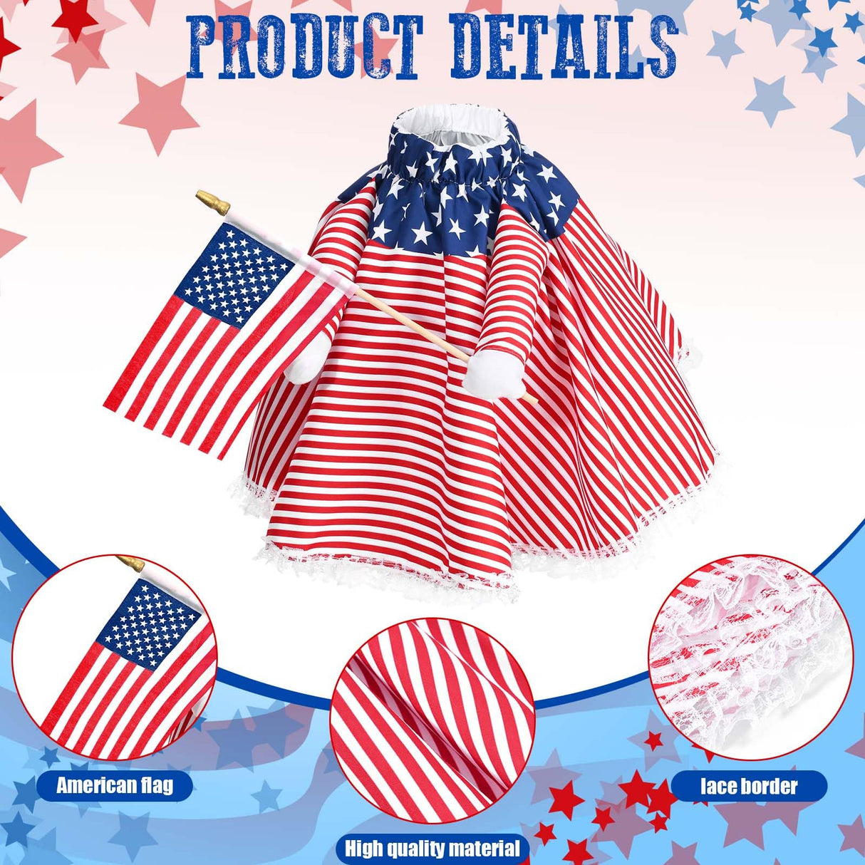 JcHrmers Patriotic Porch Goose Outfits 4th of July Goose Outfit Fits 23" Cement Plastic Goose Statue for Independence Day USA 250th Anniversary Outdoor Lawn Garden Yard Patio Decoration (Style 1)