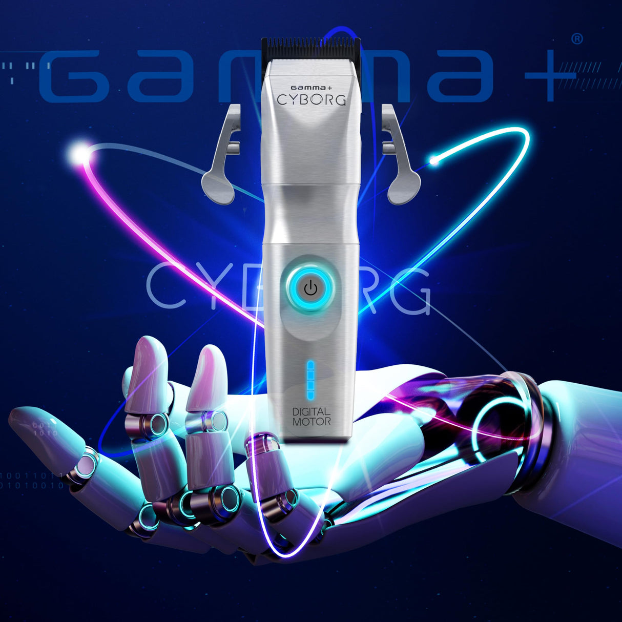 GAMMA+ Cyborg Professional Metal Cordless Ergonomic Hair Clipper with Digital Brushless Motor