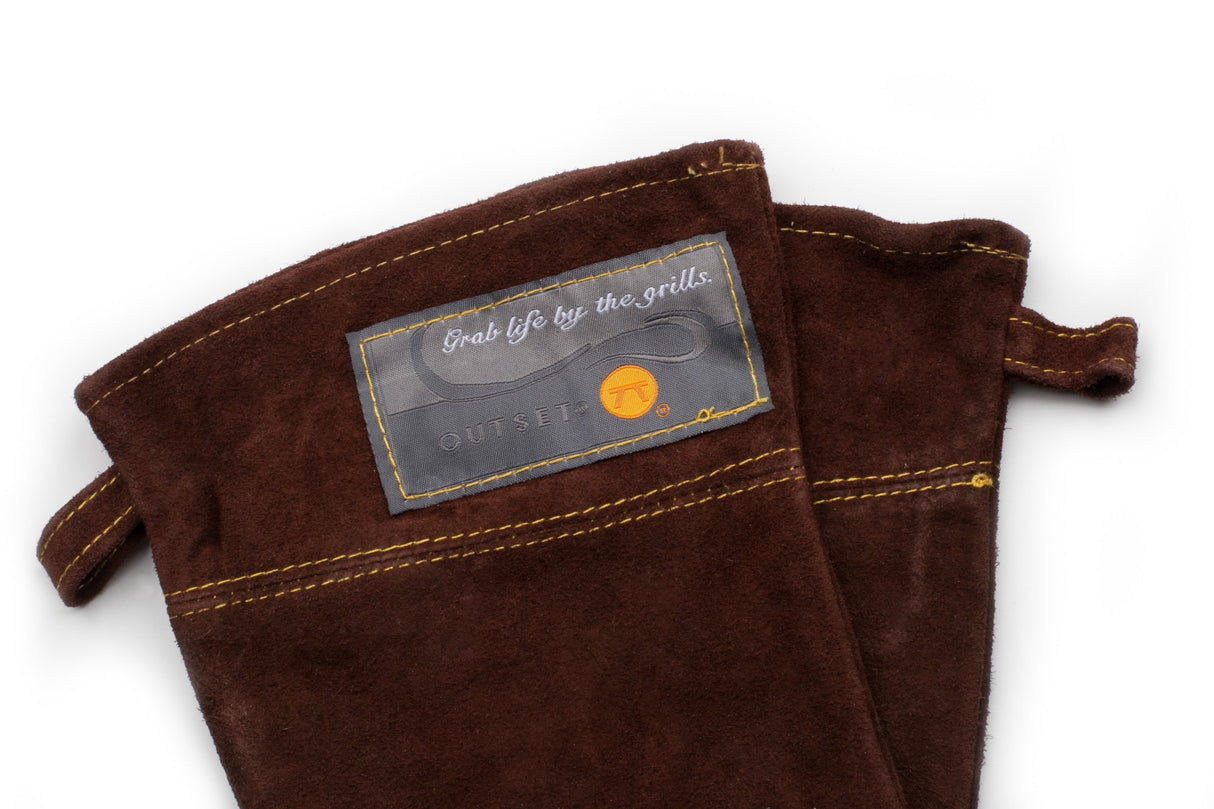 Outset Leather Grill Gloves, Set of 2 Brown Leather BBQ Gloves
