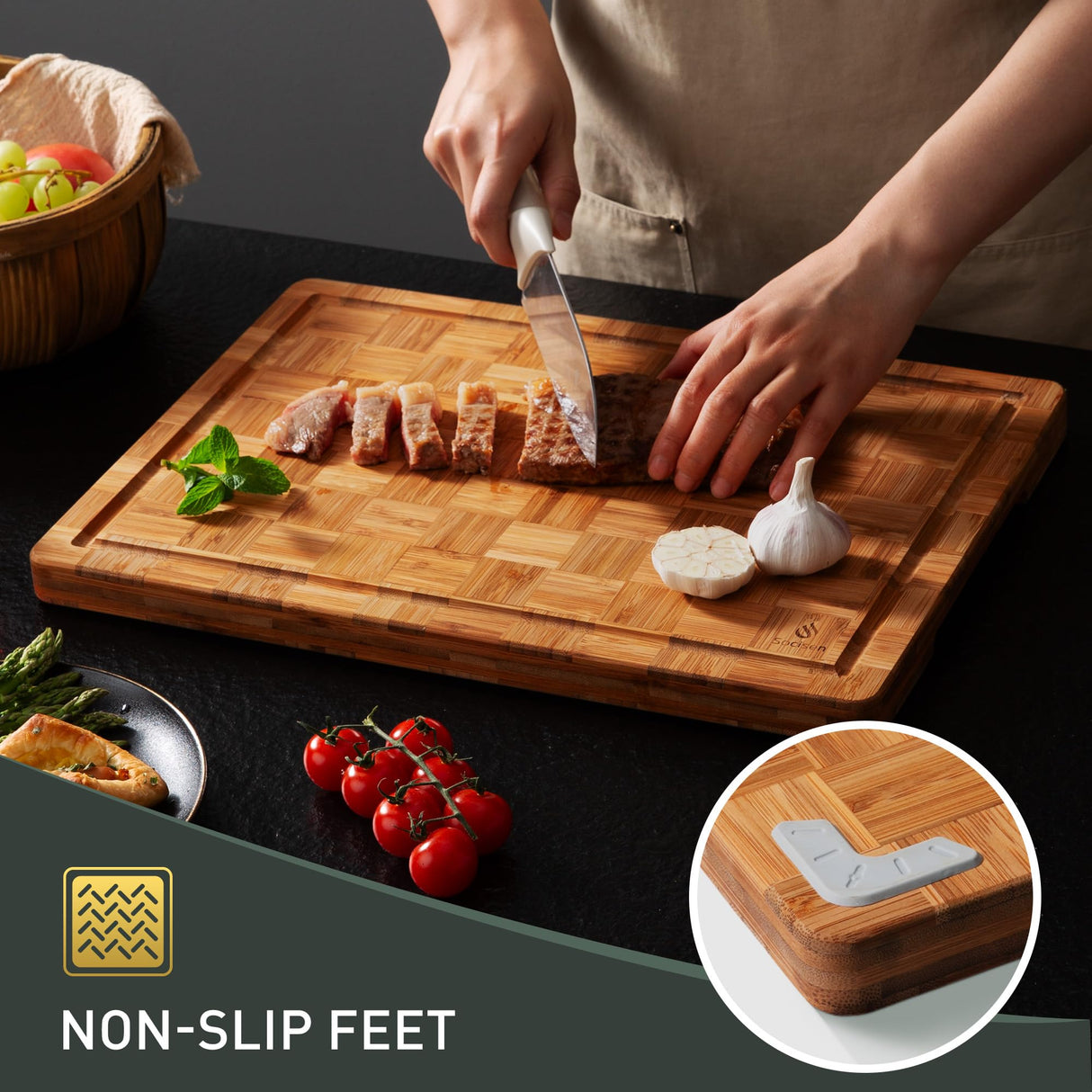 Bamboo Cutting Boards Non Toxic Wood Wooden Cutting Board for Kitchen Non Slip Christmas Xmas Birthday Law Step Stepmom Stepmother Have Everything Good Unique Useful Present