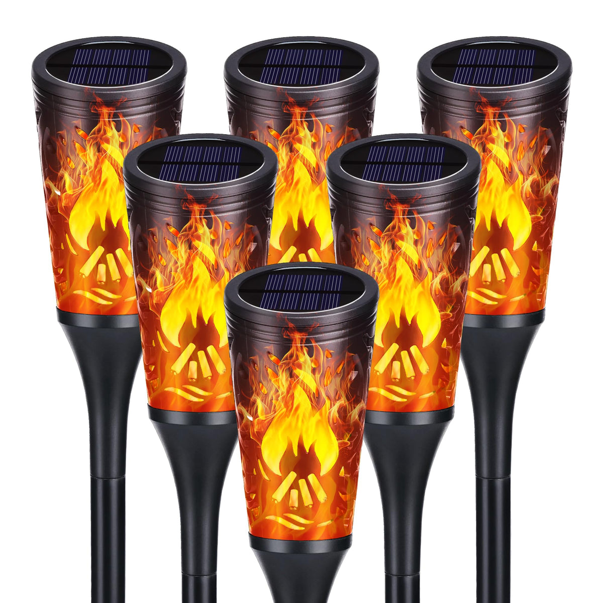 Toodour Solar Halloween Lights Outdoor, 6 Pack Solar Torch Light Waterproof