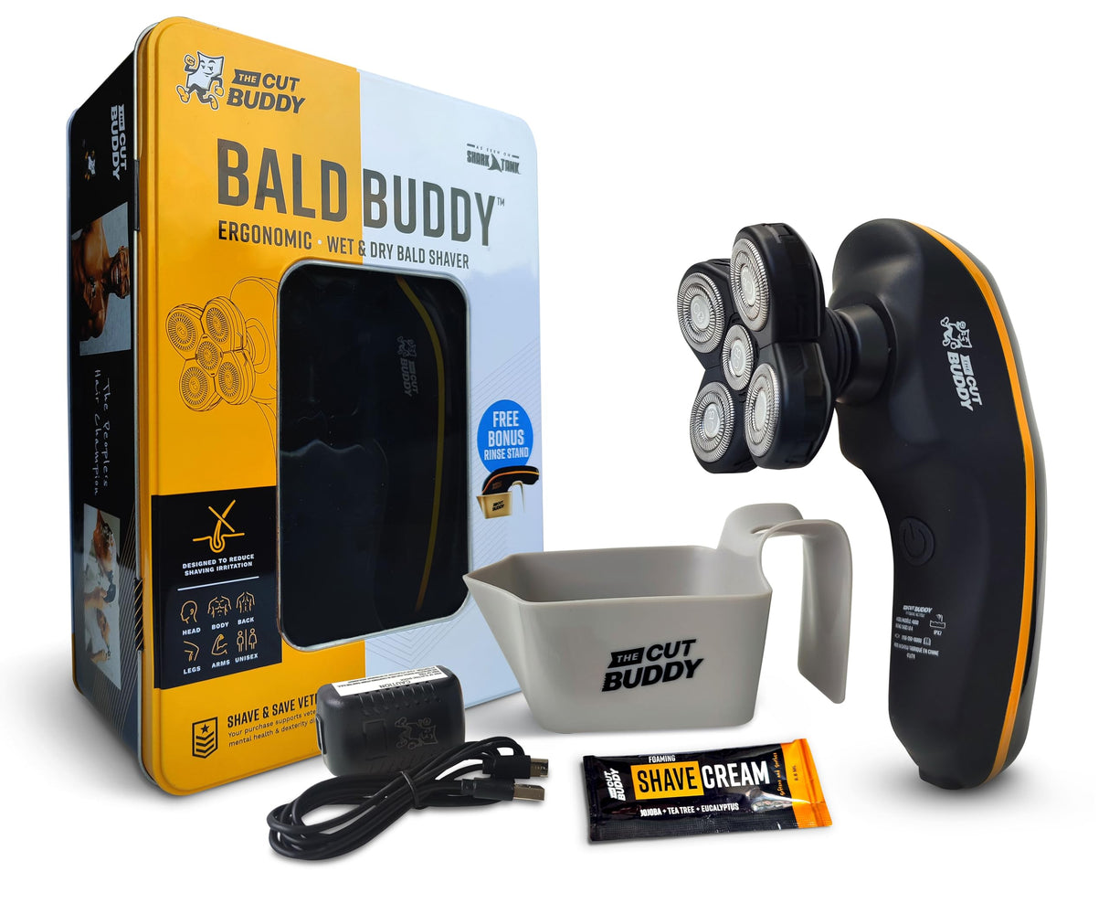 The Cut Buddy Bald Buddy Head Shaver, Waterproof, Rechargeable Electric Razor, Cordless, Ergonomic Design, Battery & Cleaning Indicator