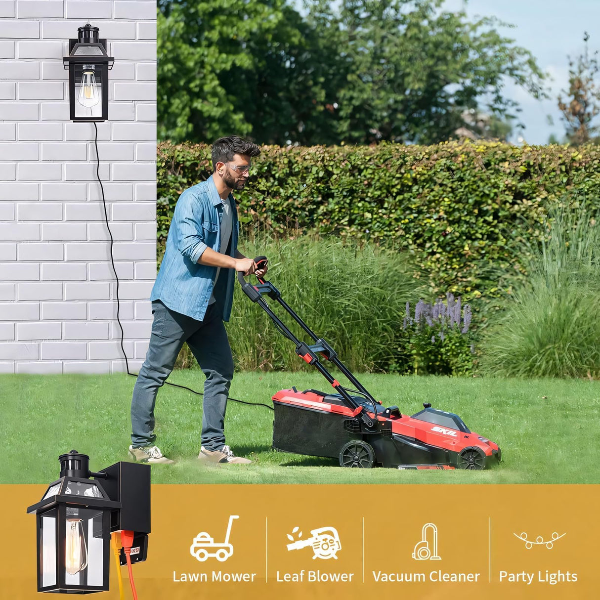 Porch Lights with GFCI Outlet, Dusk to Dawn Outdoor Lights with Outlet, 3 Lighting Modes Exterior Light Fixture Waterproof, Outside Lights for House Front Door Patio Garage