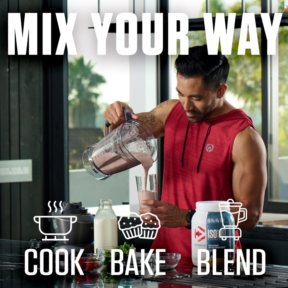 Dymatize x Dunkin' Mocha Latte ISO100 Whey Protein Powder, 95mg Caffeine, 25g of Protein, 20 Servings, 5.5g BCAAs, 120 Cal., Gluten Free, 1g Fat, 1g Sugar, 3g Carb