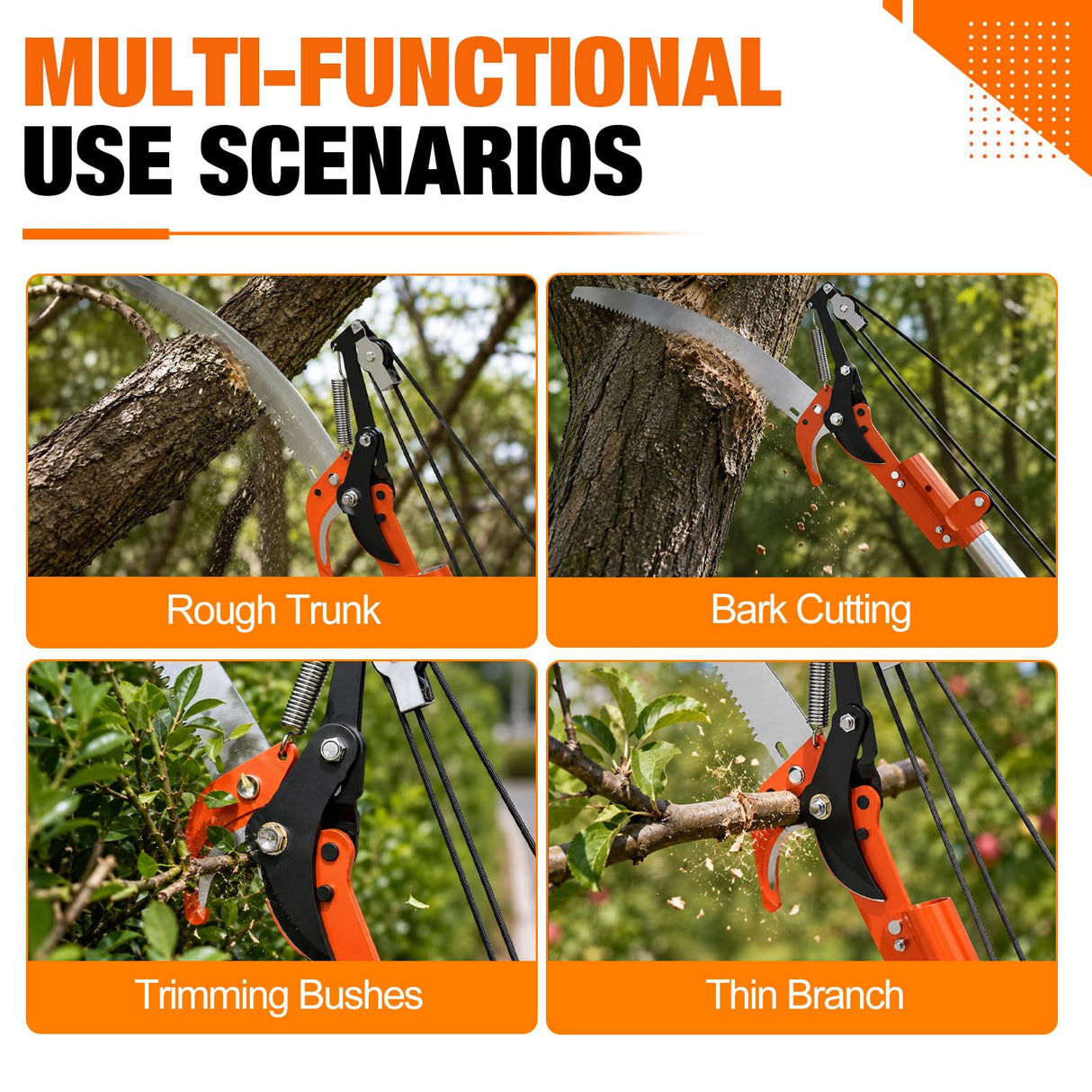 LAANPOLE 26FT Reach Tree Trimmer, Manual Pole Saw with 5-20FT Extension Pole, Tree Pruner Extendable for High Tree Branch Trimming Pruning Cutting