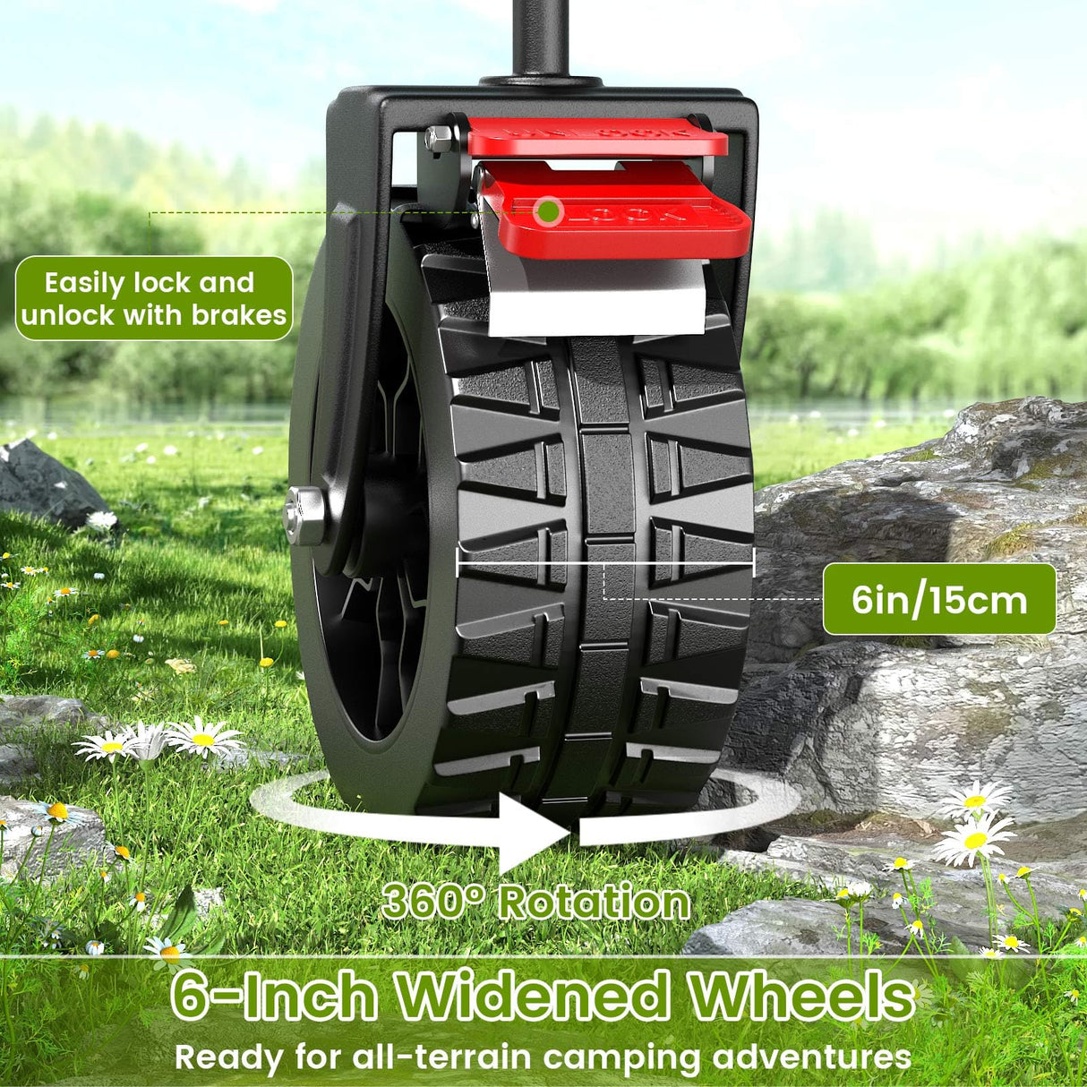 Blomoba Collapsible Wagon Cart with Wheels, 330lbs Heavy Duty Wagon, Black