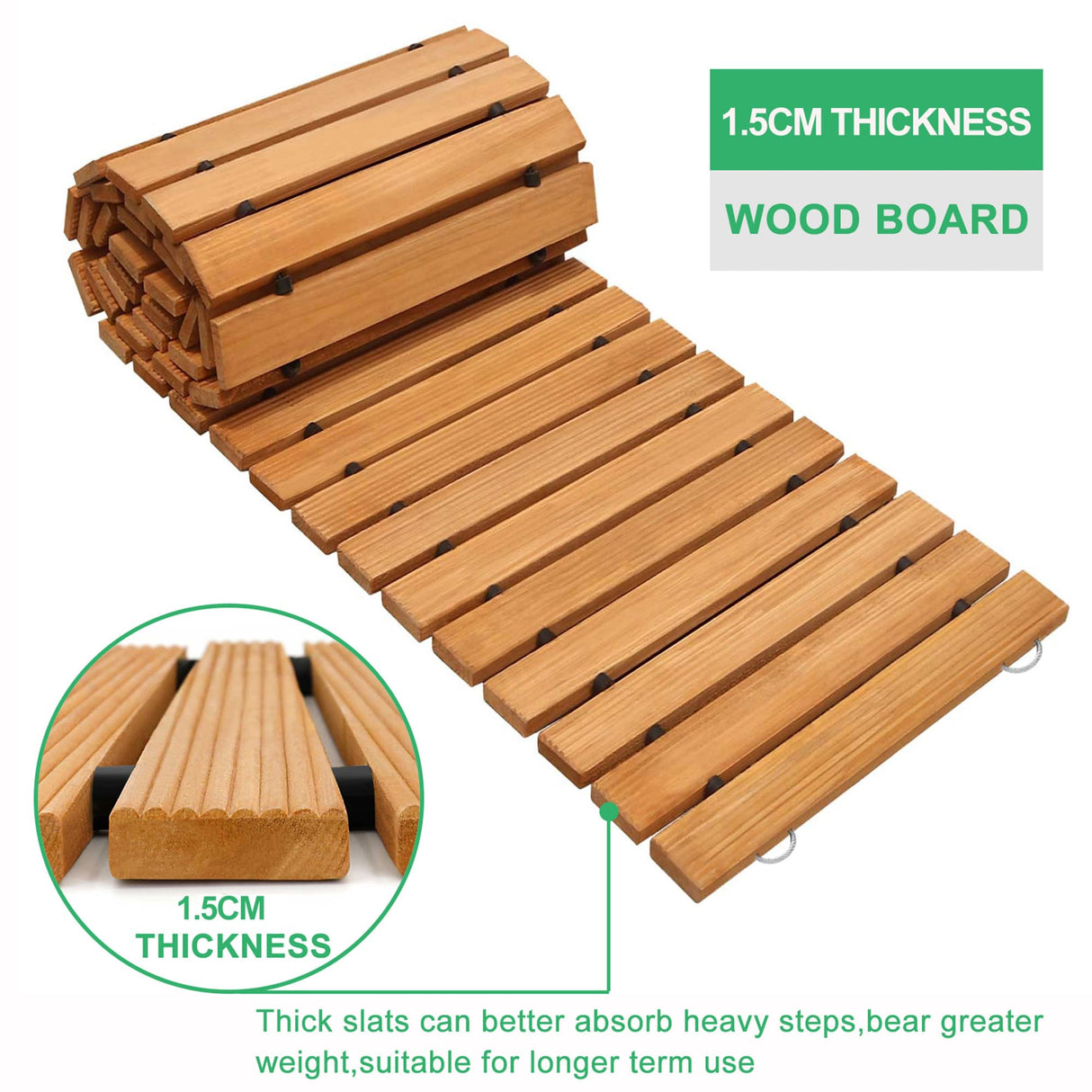 RELIANCER 12' Wooden Garden Pathway,Outdoor Roll Out Cedar Straight Walkway,Patio Path Decorative Garden Boardwalk Walkways,Weather-Resistant Roll Up Beach Wood Road Floor,Wedding Party Pathways
