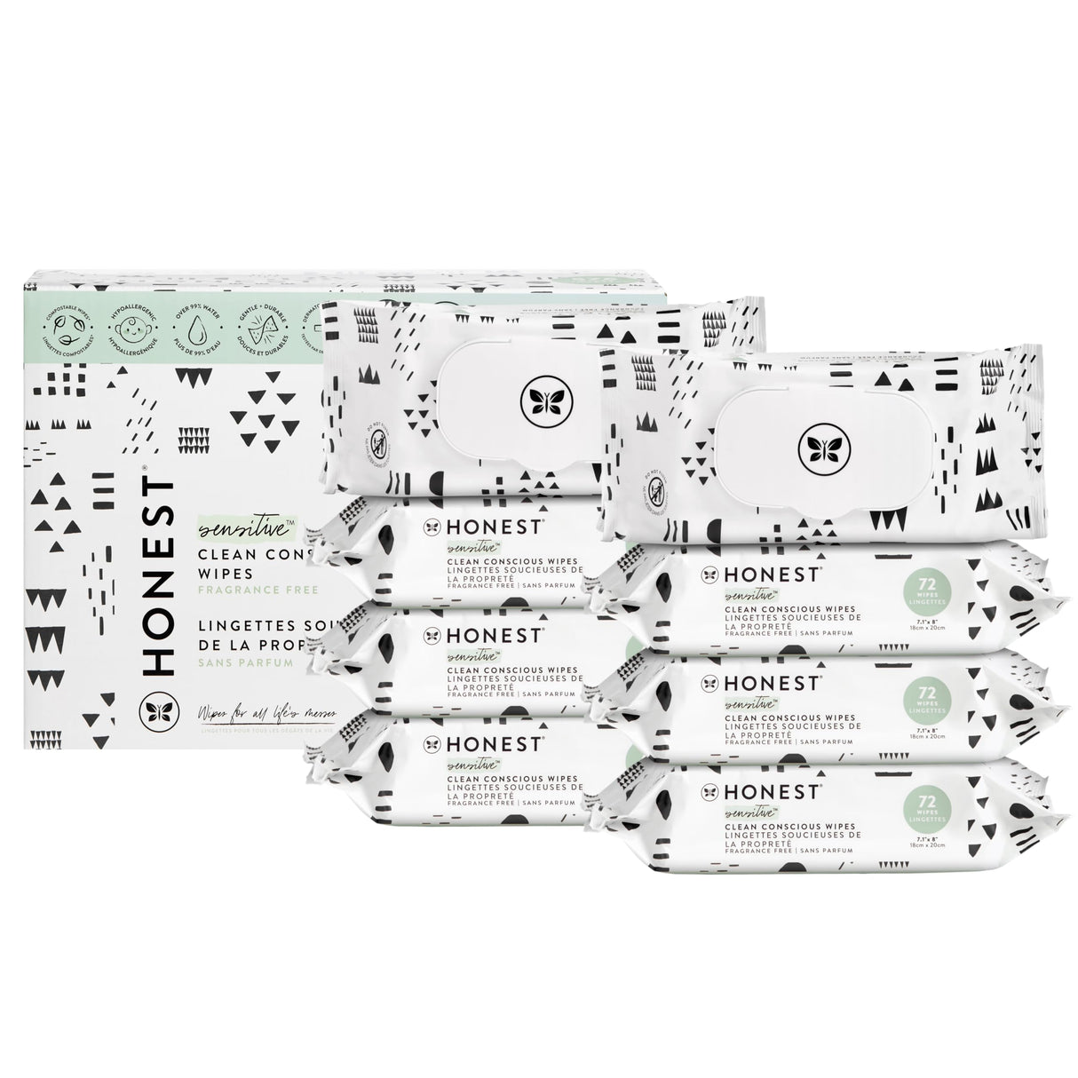The Honest Company Clean Conscious Multi-Use Wipes | Hypoallergenic + Unscented for Sensitive Skin | Over 99% Water, Compostable, Plant Based, Baby Wipes | Rose Blossom, 288 Count