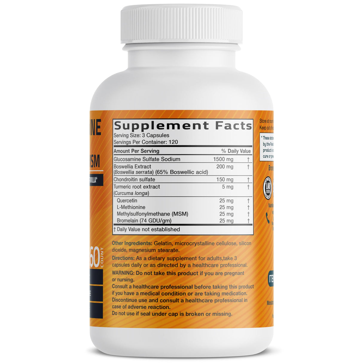 Bronson Glucosamine Chondroitin Turmeric & MSM Advanced Joint & Cartilage Formula, Supports Healthy Joints, Mobility & Cartilage - Non-GMO, 360 Capsules