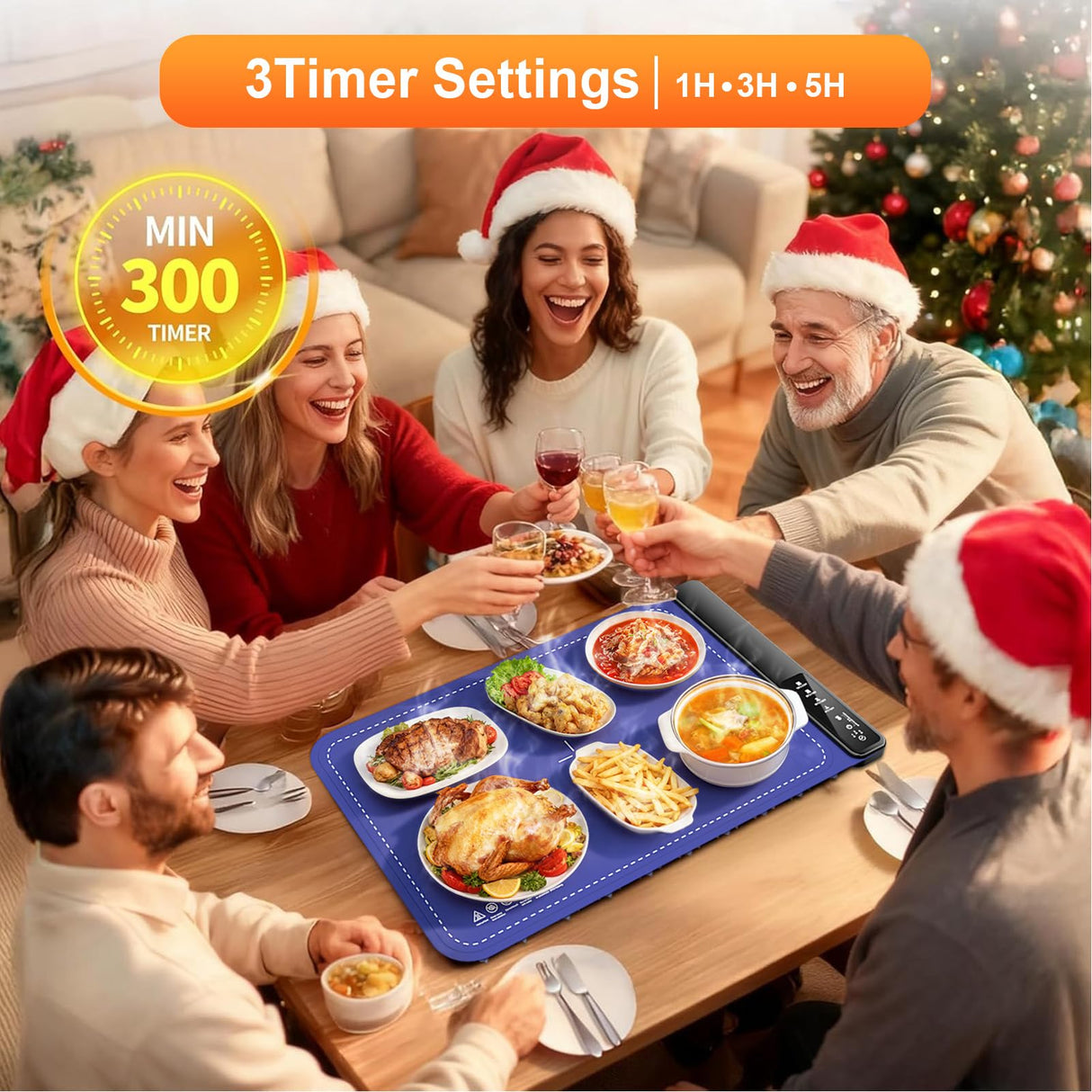 Warming Mat for Food,Food Warming Trays with 4 Temperature Levels - 8-Second Fast Heating Electric Warmer for Buffet, Parties and Holiday Gifts