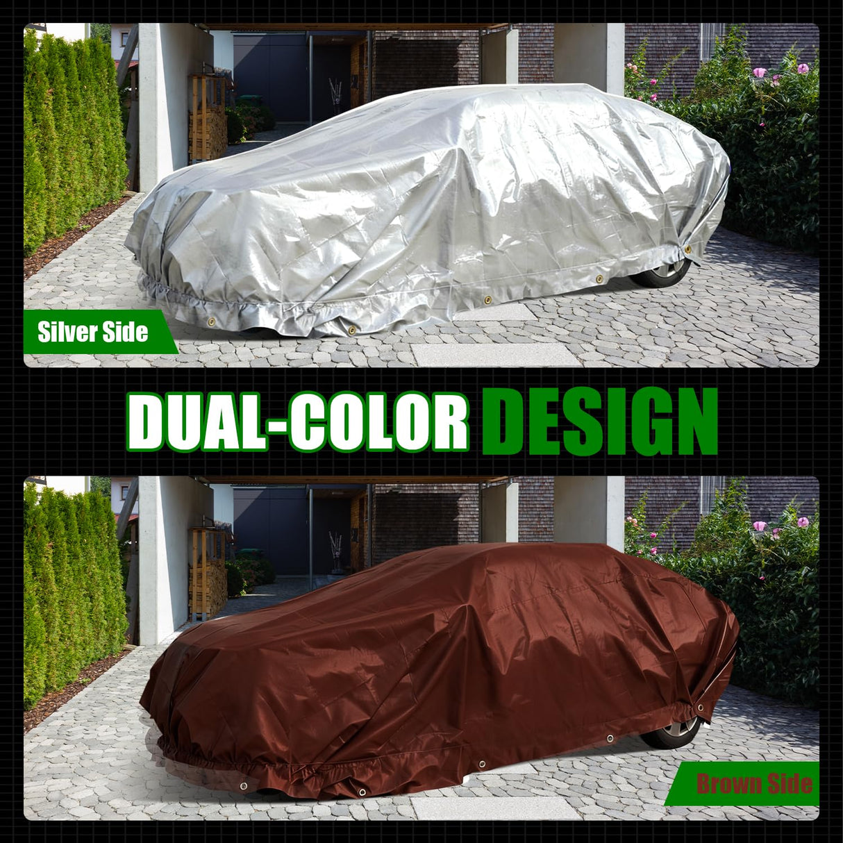 Sunvigor Tarp Waterproof 20x30Ft, Extra Thick 14 Mil Heavy Duty Tarp Cover, Tear & Fade Resistant, Outdoor Tarps with Brass Grommets and Reinforced Edges for Roof, Camping, Patio, Boat (Silver/Brown)