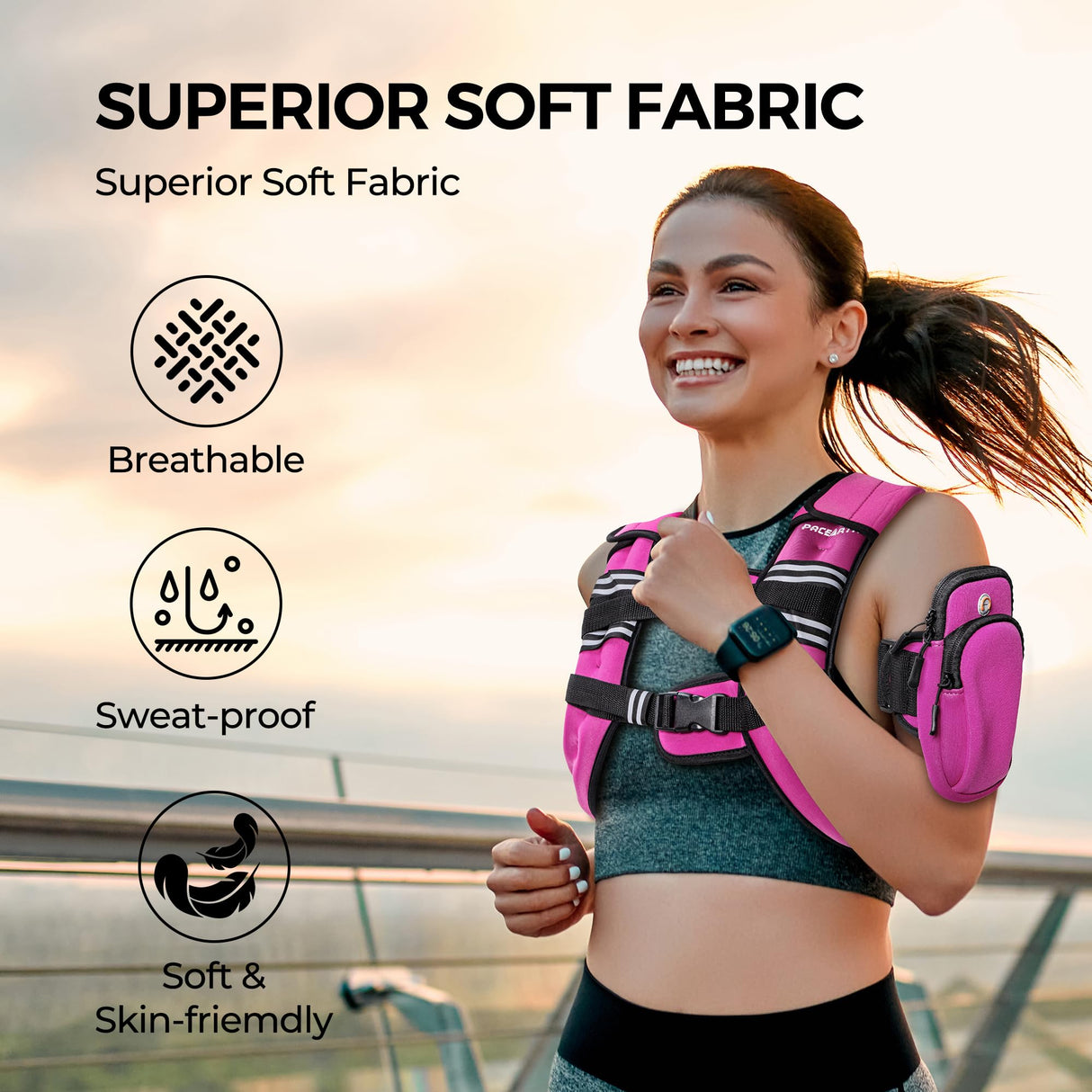 PACEARTH Weighted Vest, 4lb/6lb/10lb/12lb/16lb/20lb/25lb/30lb Weight Vest with Reflective Stripe, Body Weight Vests Adjustable for Men, Women Workout, Strength Training, Running, Walking, Jogging