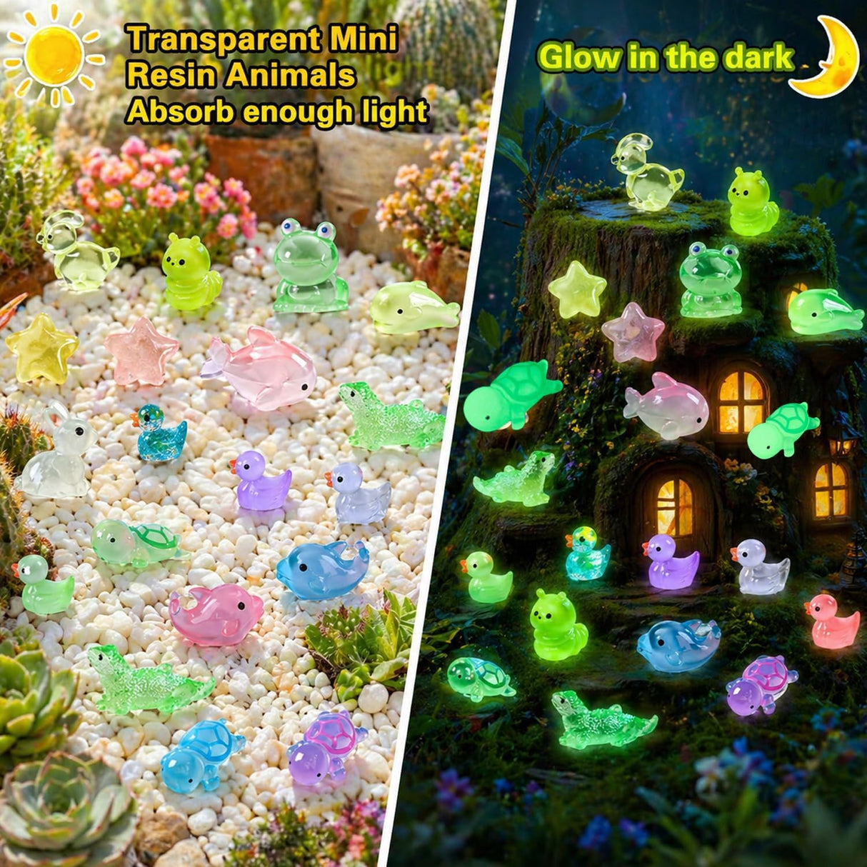 300 Pcs Mini Resin Animals Figurines, Mixed Tiny Resin Figures Bulk for Easter Egg Fillers Stuffers Fairy Garden Accessories Miniature Dollhouse Decorations DIY Slime Charms for Crafts Party Favors