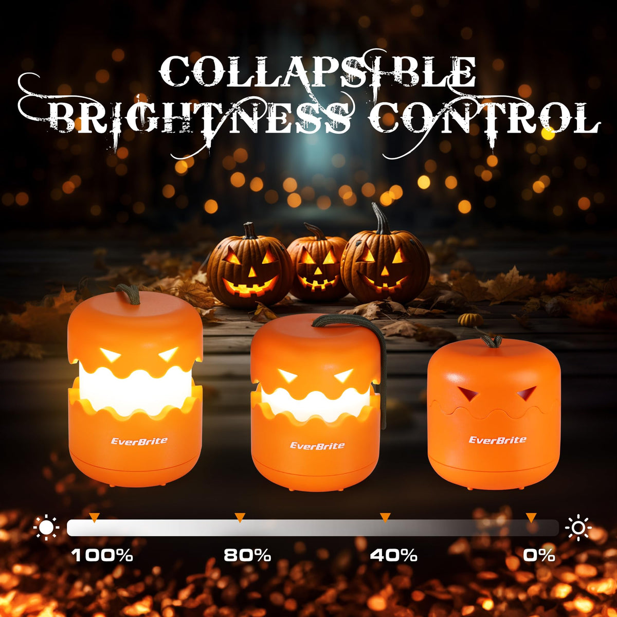 EverBrite 6-Pack Halloween Pumpkin Lantern, Collapsible Jack O Lantern