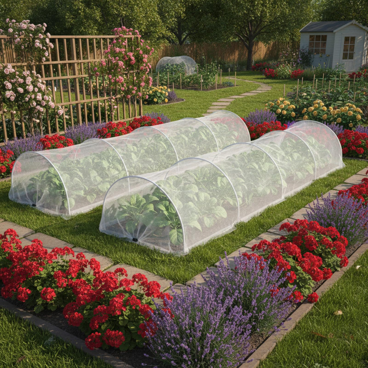 Vincreem 2 Pcs 18 x 118 inch Mesh Garden Greenhouse Tunnel Netting Protection Netting Pest Barrier Vegetable Plant Ultra Fine Mesh Cover Fruit Flowers Row Cover for Raised Beds Garden Greenhouse