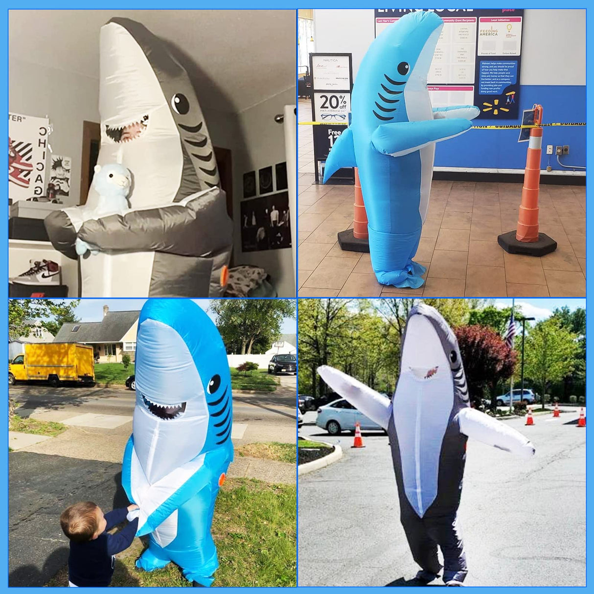 Poptrend Adults Inflatable Halloween Costumes Blow Up Grey Shark Costume for Halloween, Christmas, Birthday Party(grey)