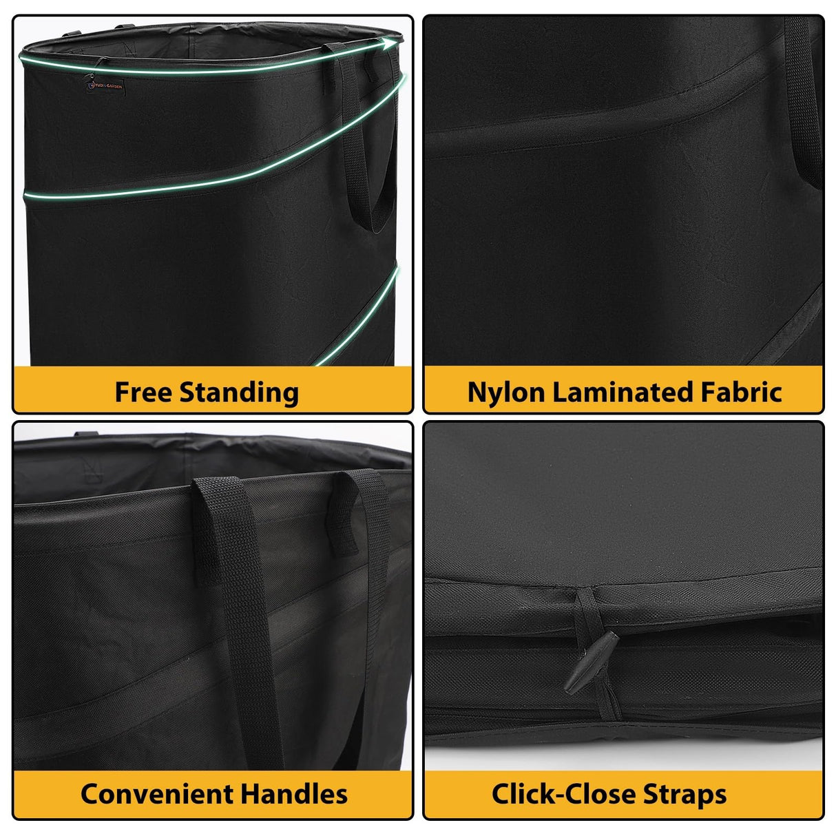 YUDI & GARDEN 19 Gallon Square Collapsible Yard Waste Bin