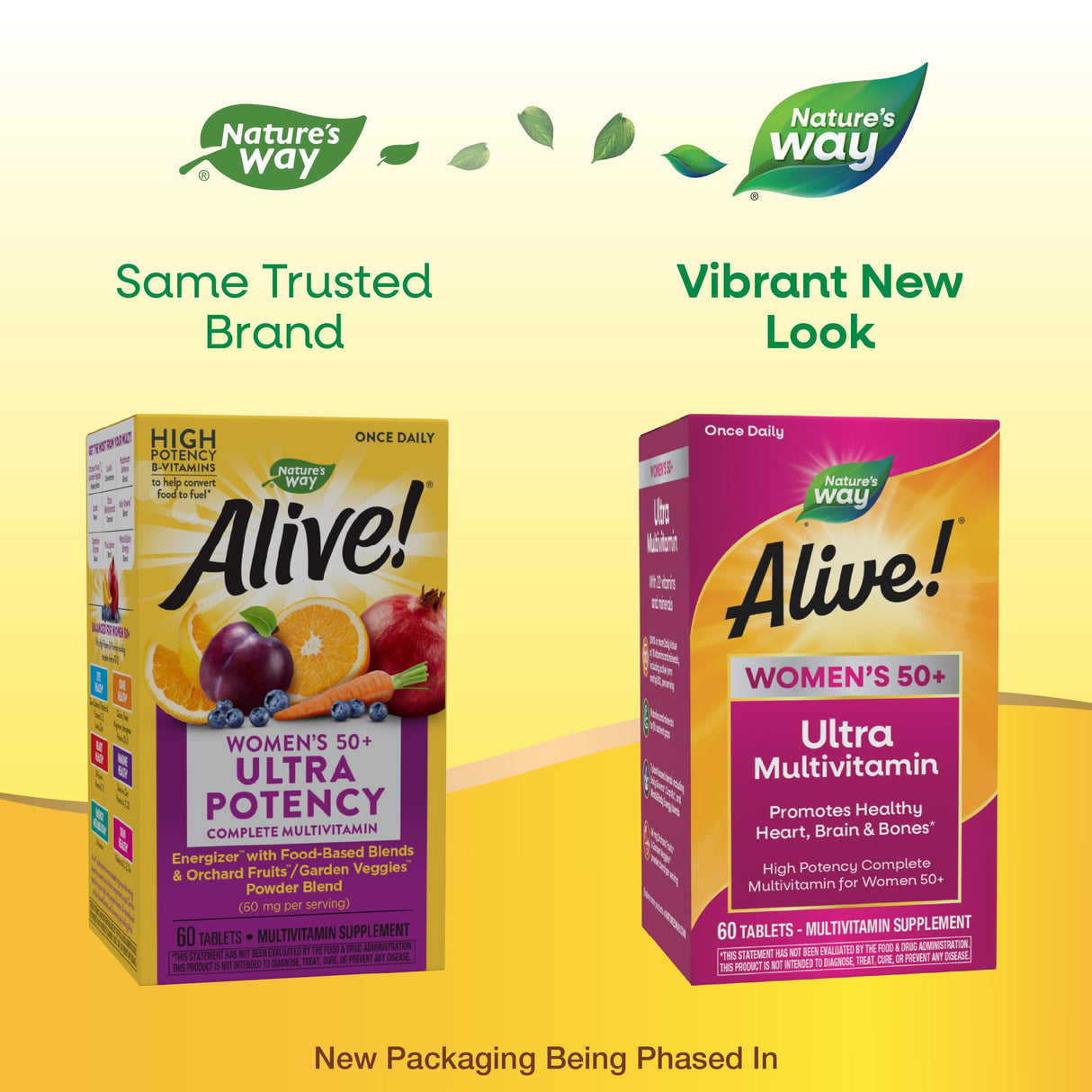 Nature’s Way Alive! Ultra Potency Multivitamin for Women 50 Plus, Complete High Potency Formula with Vitamin D3, C, E, Methylated B12, Supports, Heart, Brain, and Bone Health*, 60 Tablets