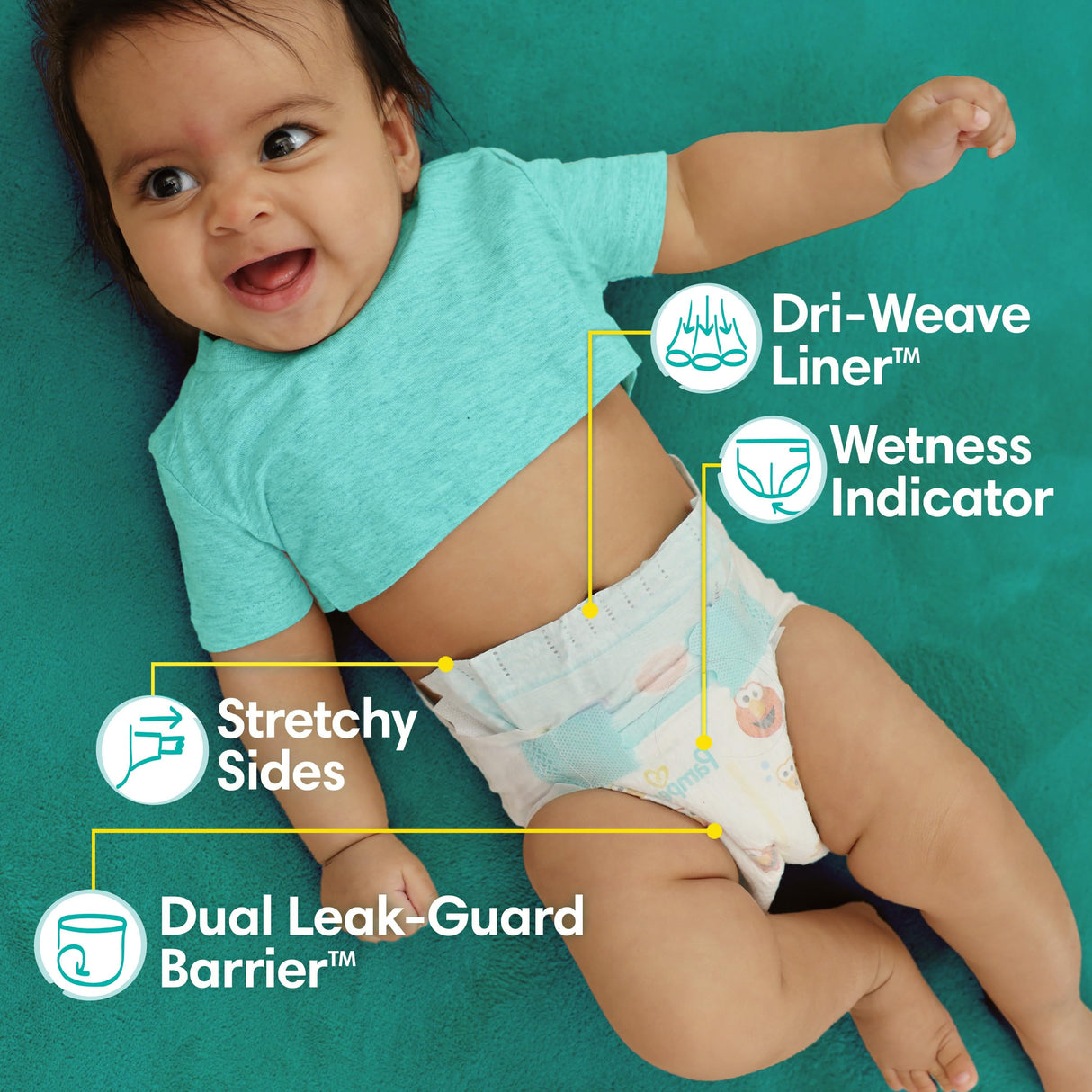 Pampers Diapers - Baby Dry - Size 5, 164 Count, Absorbent Disposable Infant Diaper (Packaging May Vary)