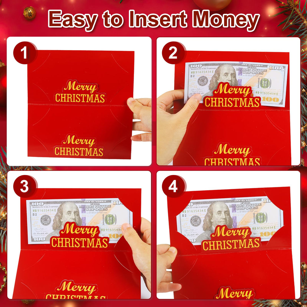 12 Pack/72 Slots Money or Gift Card Holder Xmas Cash Gifts Surprise Cash Envelope Merry Christmas Money Holder for Men Women Kids Birthday Gifts Xmas Party Supplies (Classical)