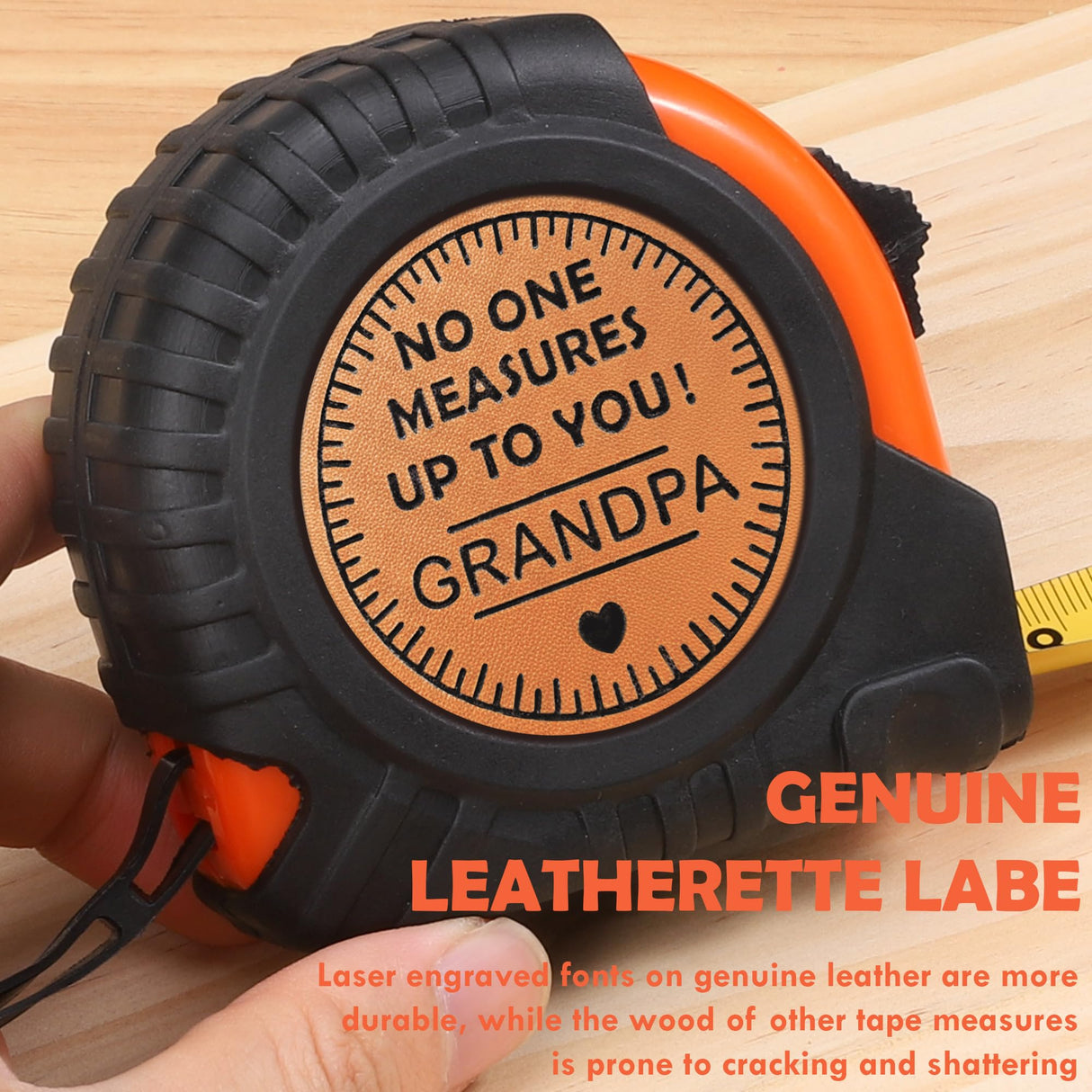 Fathers Day Grandpa Gifts from Grandkids, Birthday Grandpa Grandfather Papa Gifts from Granddaughter Grandson, Granddad Grandparents Day Gift Idea Genuine Leather Engraved 25 FT Tape Measure