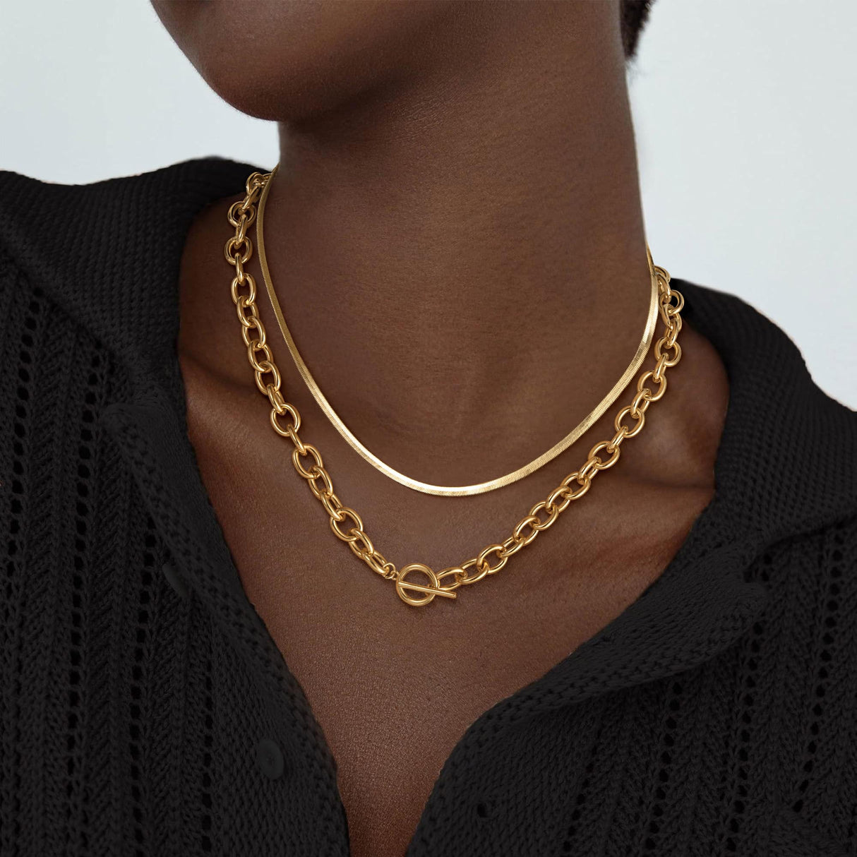 CHESKY 14K Gold Plated Chunky Paperclip Necklace