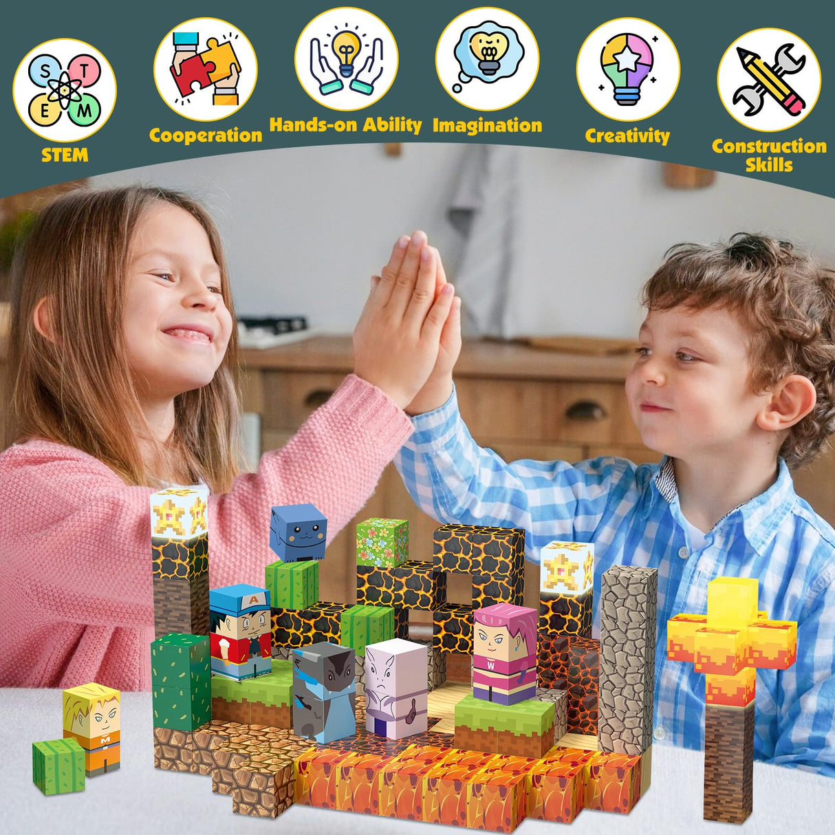 YUNGOWN 200PCS Magnetic Blocks Building Toys Set, Light Up Build 3D Magnetic Building Blocks for Kids Boys Girls Ages 3+, Magnet Cubes STEM Sensory Christmas Birthday Gift Construction Toys