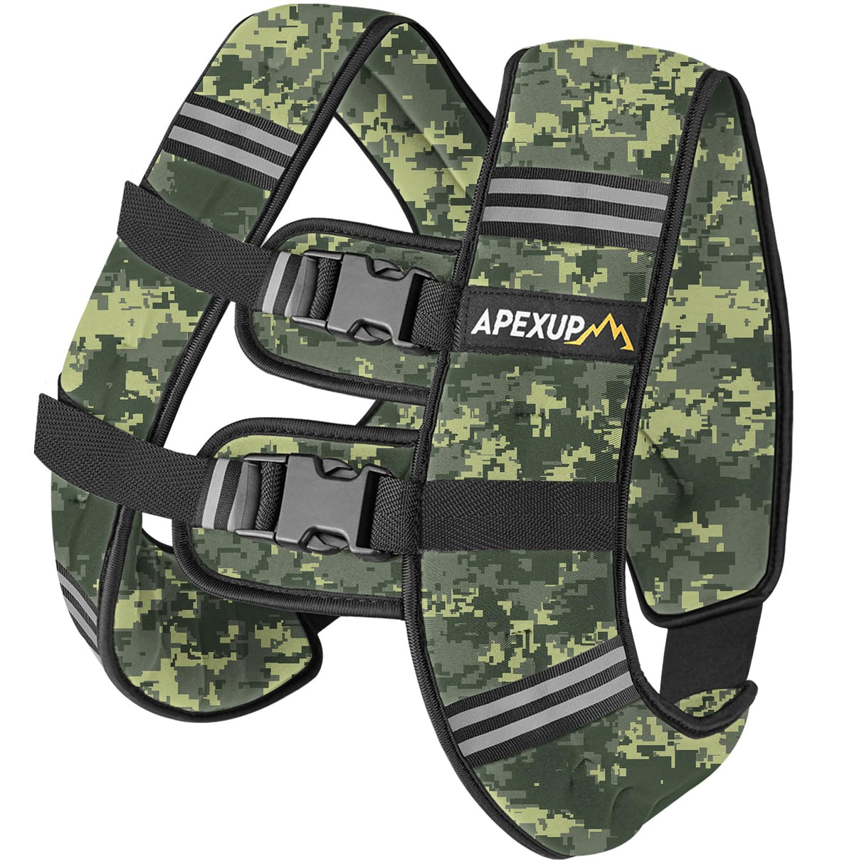 APEXUP Weighted Vest with 5lbs/10lbs/15lbs/20lbs/25lbs/30lbs Weights and Reflective Stripe, Weight Vest Men Women for Workout, Strength Training, Running (Green Digi Camo, 20lbs)
