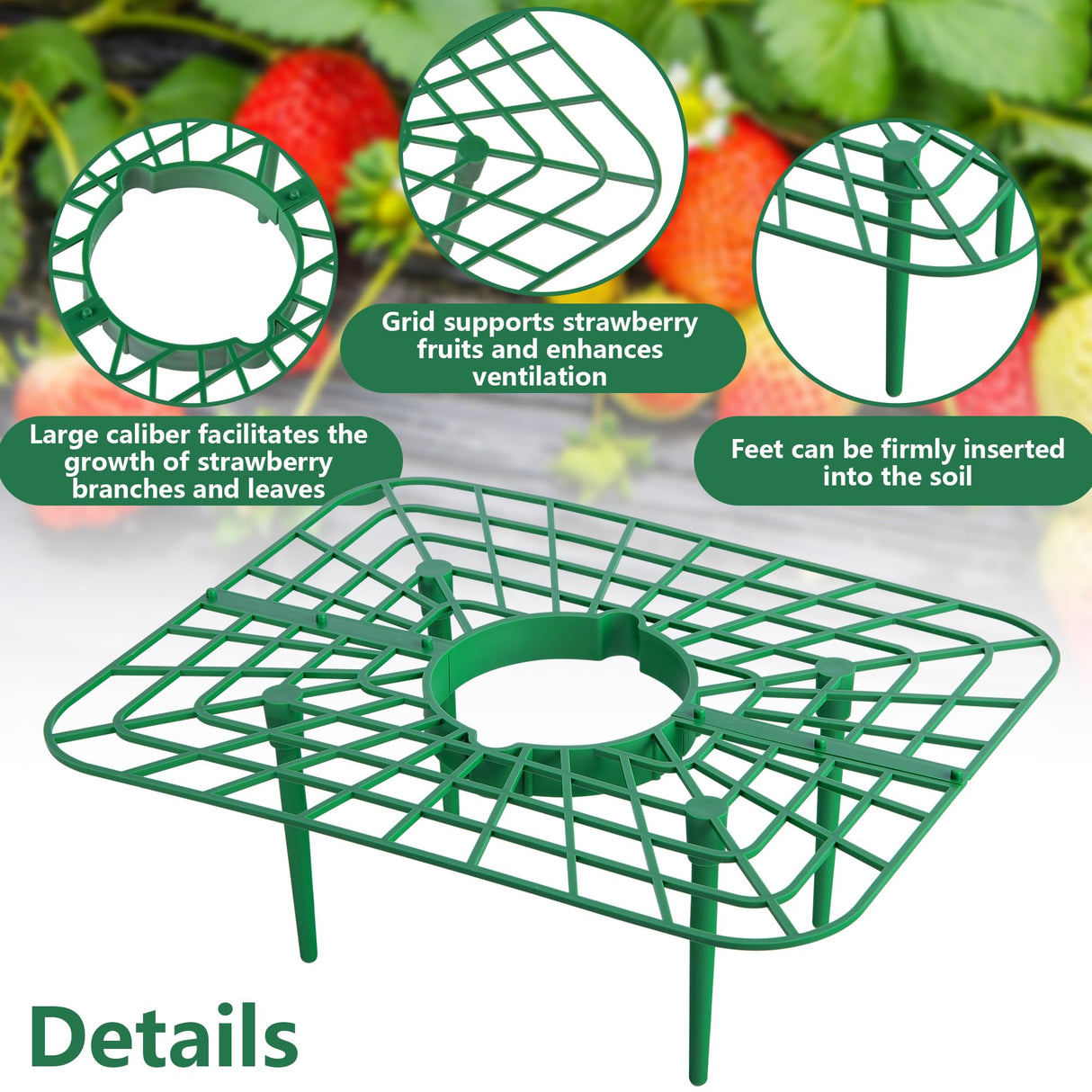 Iceyyyy 12 Packs Square Strawberry Supports-Strawberry Growing Racks- Plant Support Strawberry Stand Holder Growing Frame Keep Berries Clean