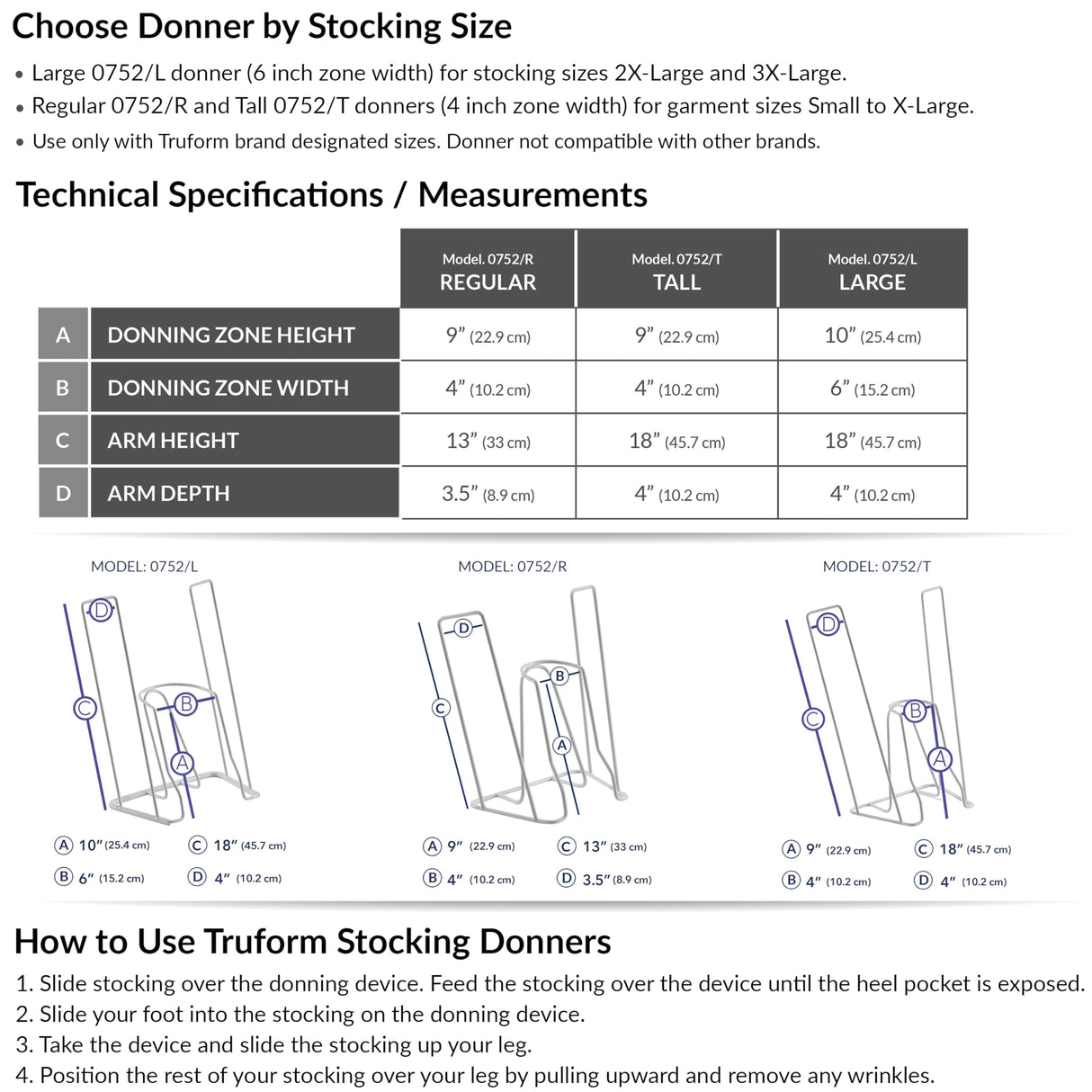 Truform Stockings Donner, Helper for Applying Compression Socks, Regular Size Foot Zone for S-XL Garments