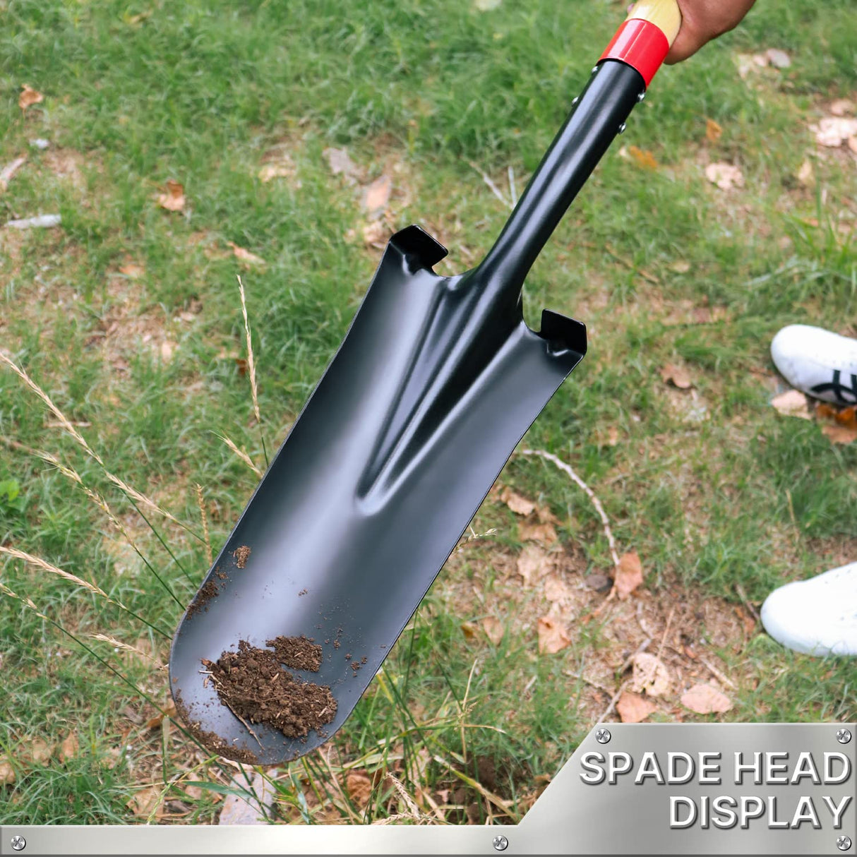 VNIMTI Spade Shovel,Transplanting Spade,Drain Spade,Spade Shovels for Digging,Sharp Shooter Shovel or Spade,45Inch,Steel D-Grip,Wooden Handle