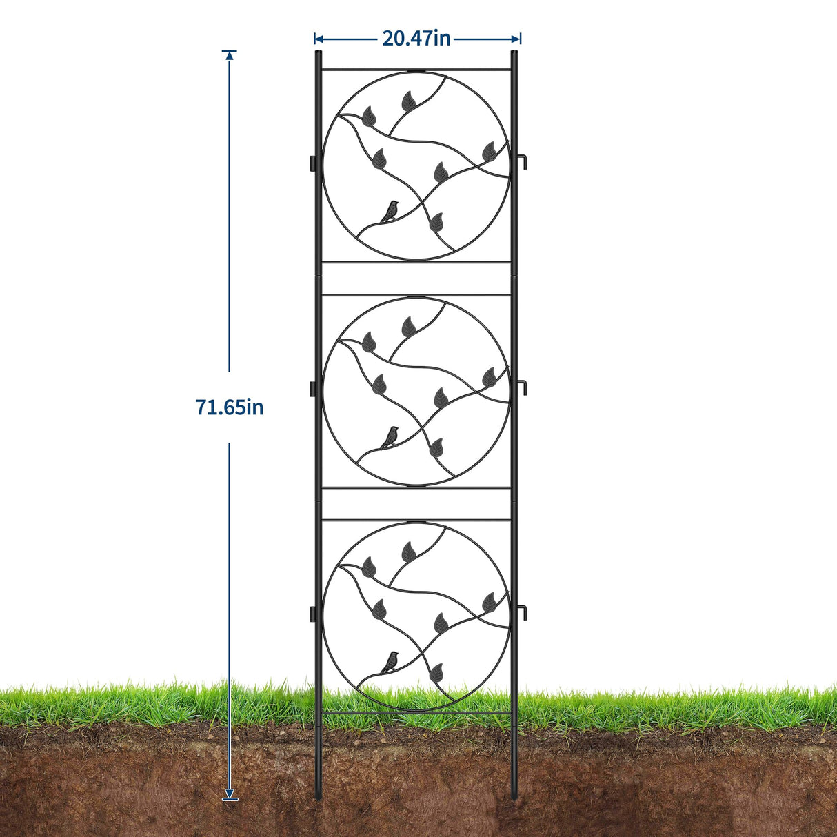Garvee 21"x72" Metal Garden Trellis Panel (2-Pack), Black Rustproof Fence & Plant Support for Climbing Roses, Vines, Vegetables, Indoor/Outdoor Decorative Screen