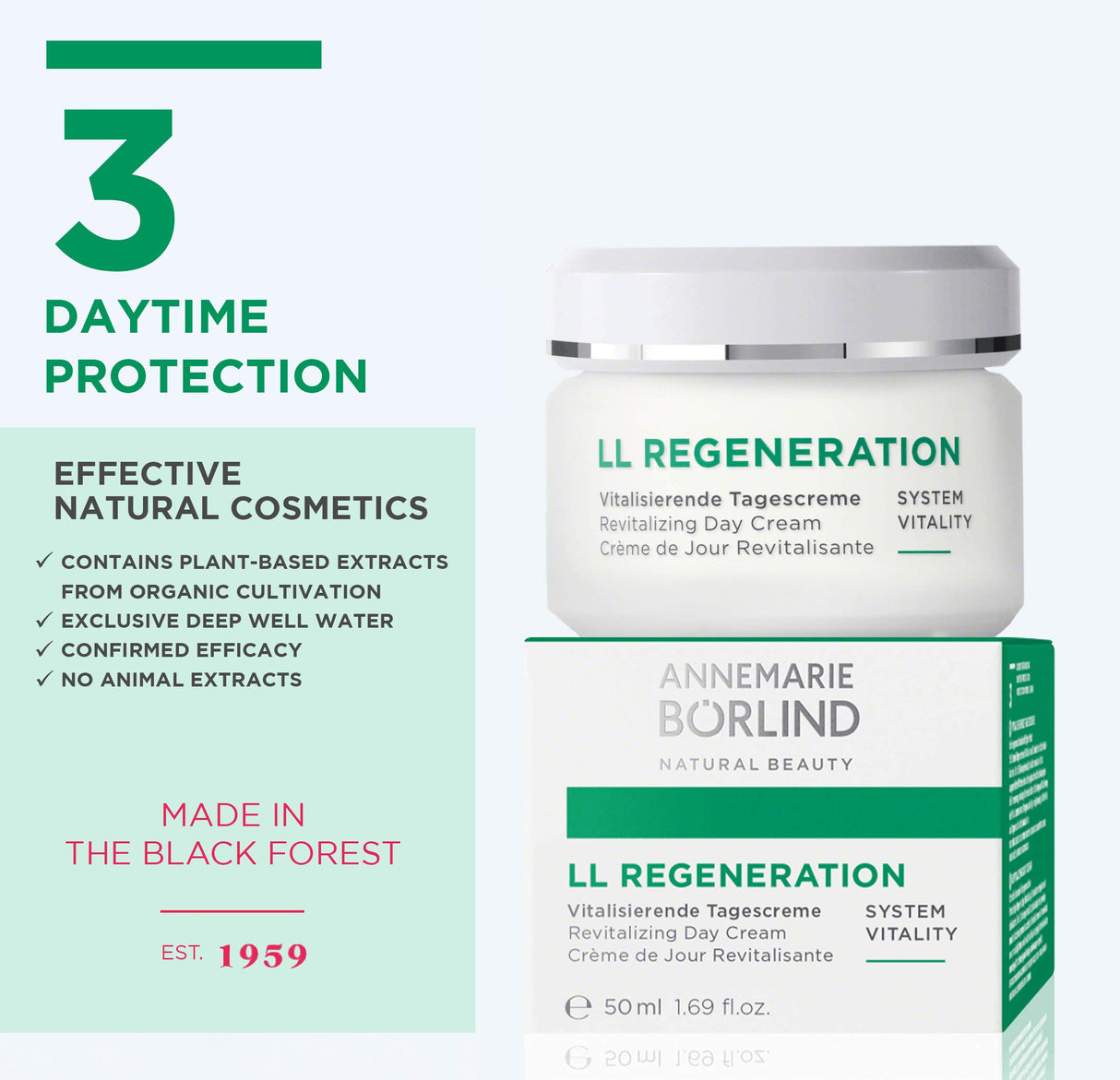 ANNEMARIE BÖRLIND - LL REGENERATION Revitalizing Day Cream - Natural Vitamin C E and Retinoid Anti Aging Face Cream for Visibly Firmer and Wrinkle Free Skin - Step 3 of 5 - 1.69 Fl Oz.
