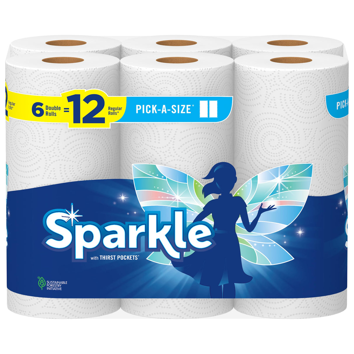 Sparkle Pick-A-Size Paper Towels, 24 Double Rolls = 48 Regular Rolls, Everyday Value Paper Towel with Full and Half Sheets