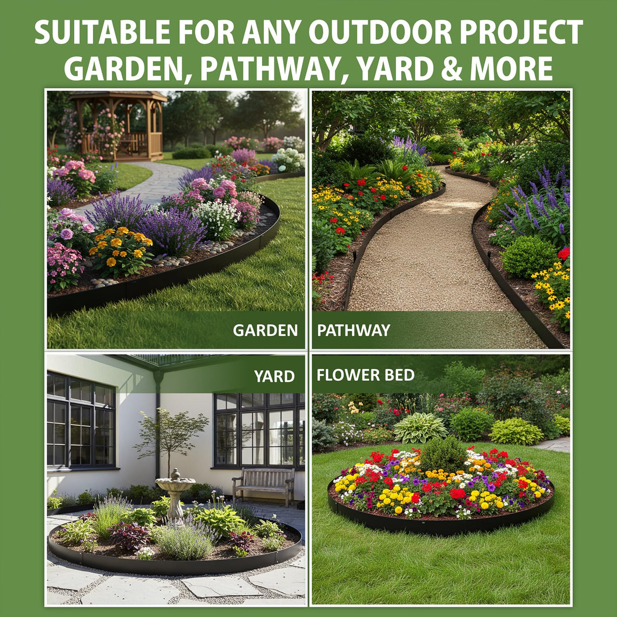 40"x10" Metal Landscape Edging, 6-Pack (20ft Total) – Rustproof Galvanized Steel Garden Border, Lawn & Flower Bed Edging, Decorative Hammer-in Outdoor Landscaping Border for Yard, Pathways & Driveways