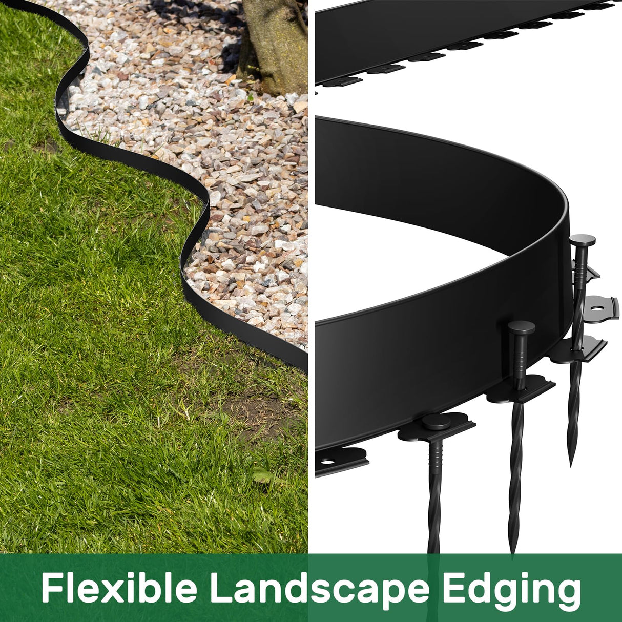 AGTEK Garden Edging 98FT Landscape Edging Kit 3 Inch Height with 60 Stakes