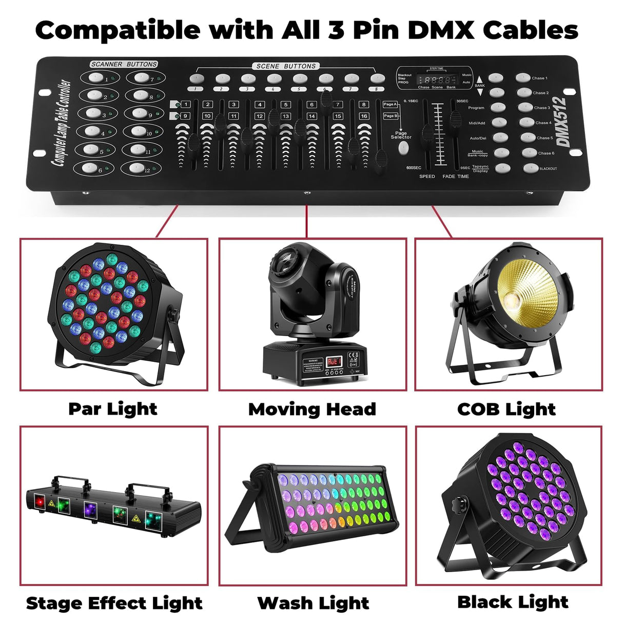 FODEXAZY DMX Controller, 192 Channel DMX 512 Light Controller DMX Console Stage Light Controller Panel Use for Editing Program of Stage Lighting Runing for DJ, Shows, Party, Christmas and Halloween