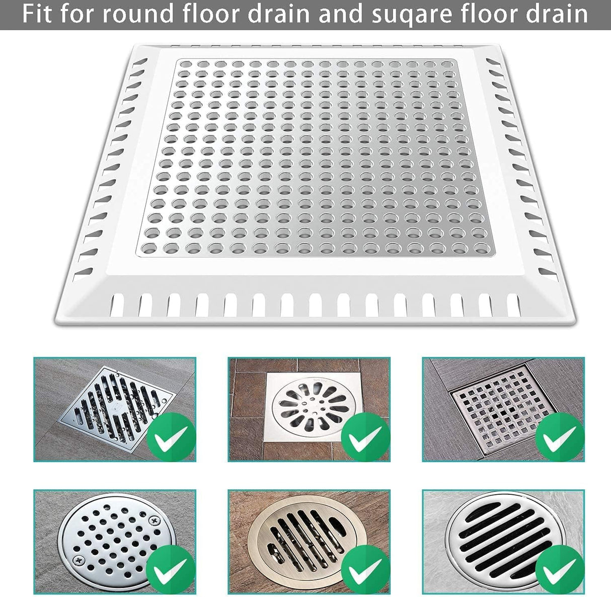 Shower Drain Hair Catcher/Drain Strainer/Shower Drain Cover for Bathroom Floor Drain, Stainless Steel and Silicone (Patented Product)