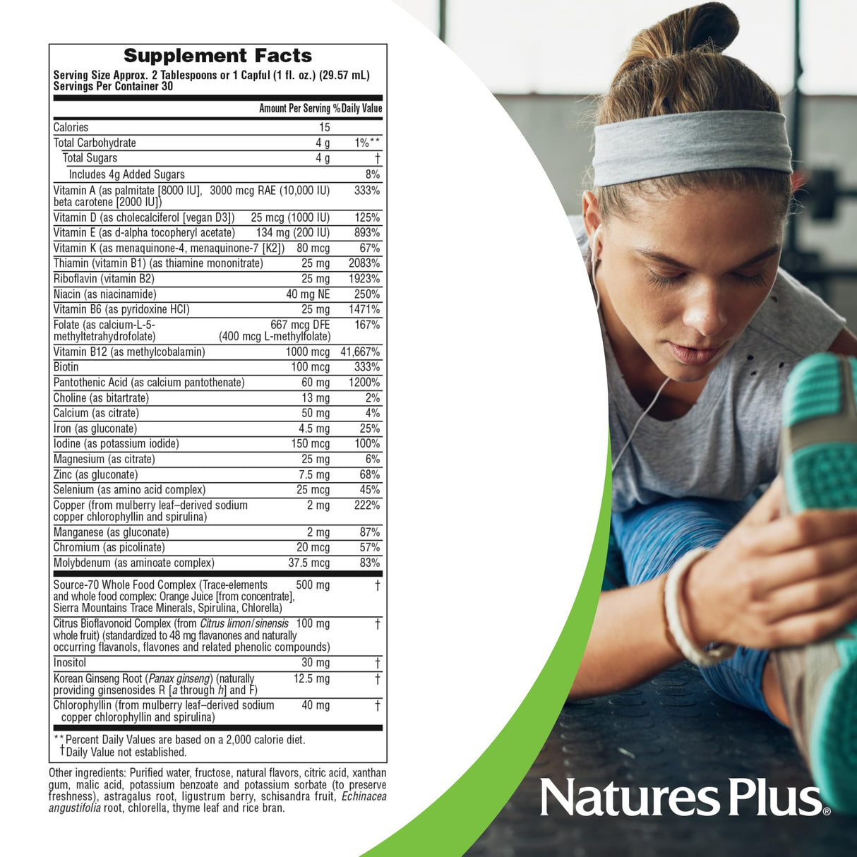 Natures Plus Source of Life Liquid, Tropical Fruit - 30 fl oz - Multivitamin & Mineral Supplement - Gluten Free, Vegetarian - 30 Servings