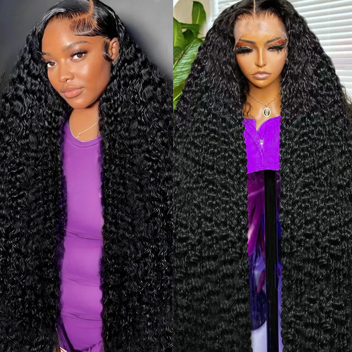 32 Inch Deep Wave Lace Front Wigs Human Hair 13x6 HD Transparent Lace Front Wigs 200% Density Deep Curly Wig Pre Plucked Deep Wave Frontal Wigs Natural Color