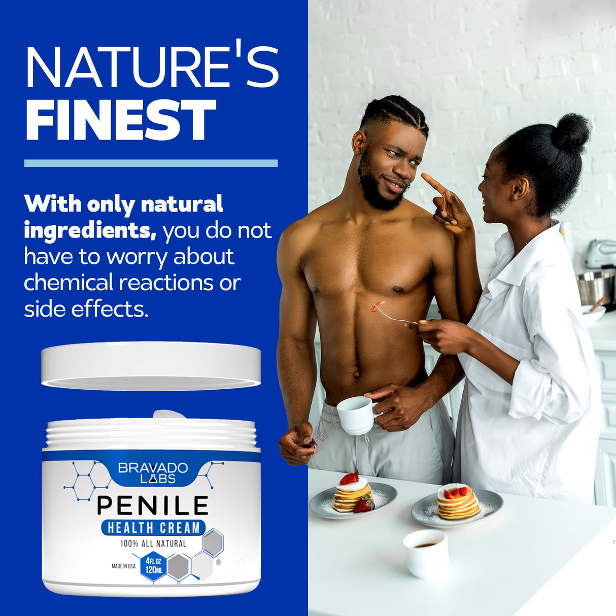 3 Pack Bravado Labs Premium Penile Health Creme - 100% Natural Cream Lotion for Men's Intimate Health - Redness, Dryness, Anti-Chafing Relief Moisturizer - 4 oz