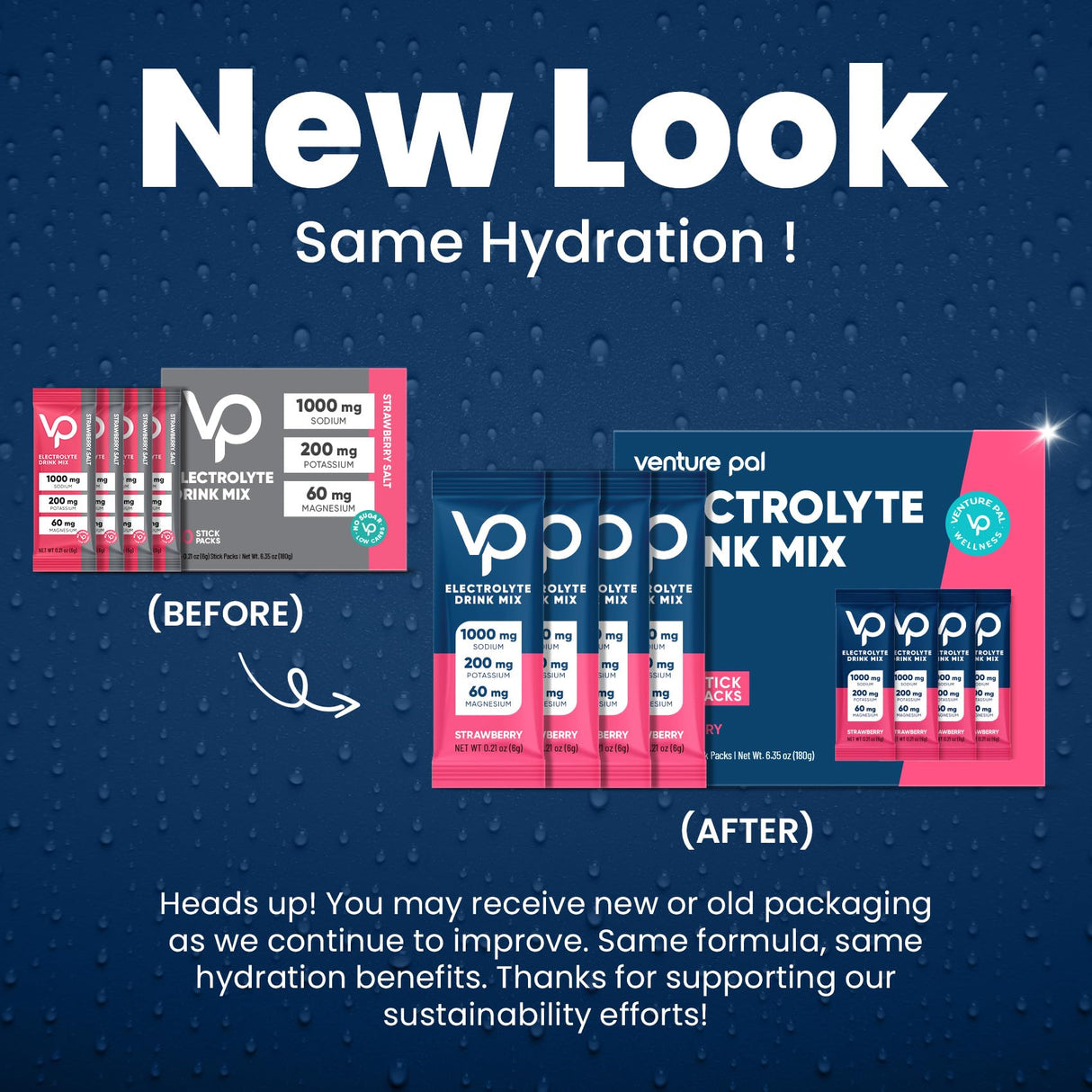 Venture Pal High Sodium Sugar Free Electrolytes Powder Packet - Hydration Packets with Sodium, Potassium & Magneisum | Zero Calories | Vegan | Keto & Paleo Friendly Electrolyte Drink Mix | 30 Stick