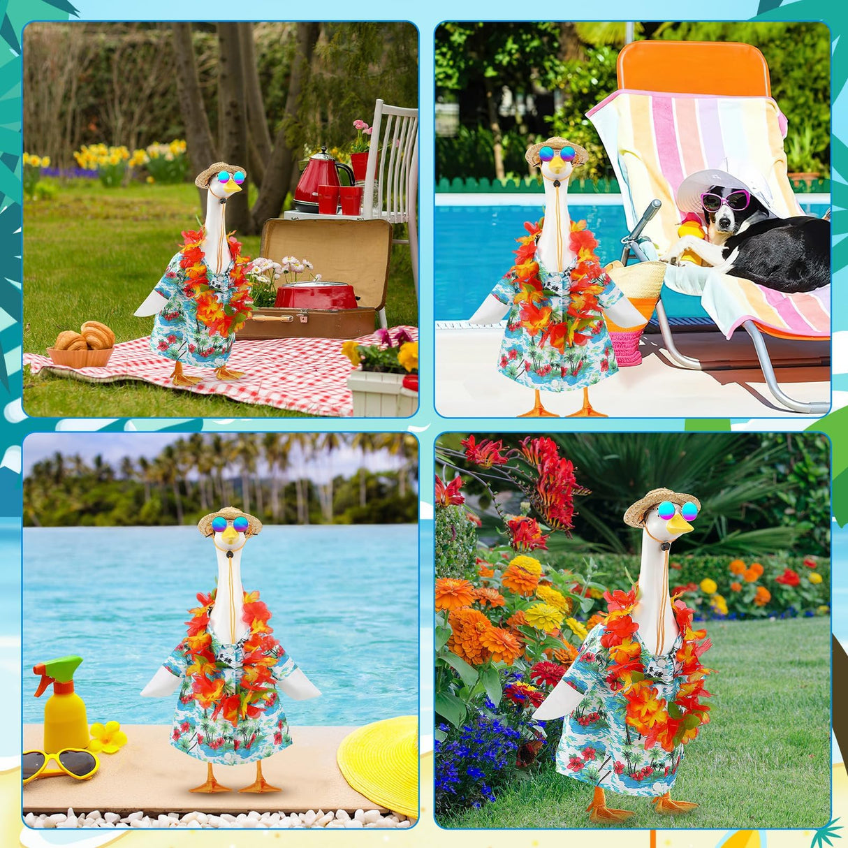 DTOFOOT 4 Pcs Hawaiian Porch Goose Outfit for 23 In Goose Statue Costume