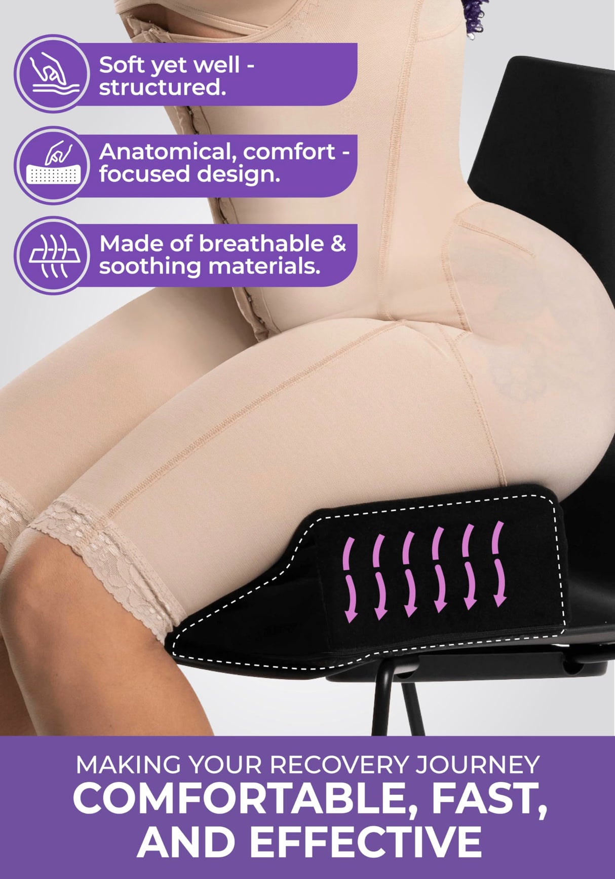 Snatched Body Back Support Post Surgery Soft BBL Booty Pillow After Surgery for Butt Recovery Cushion