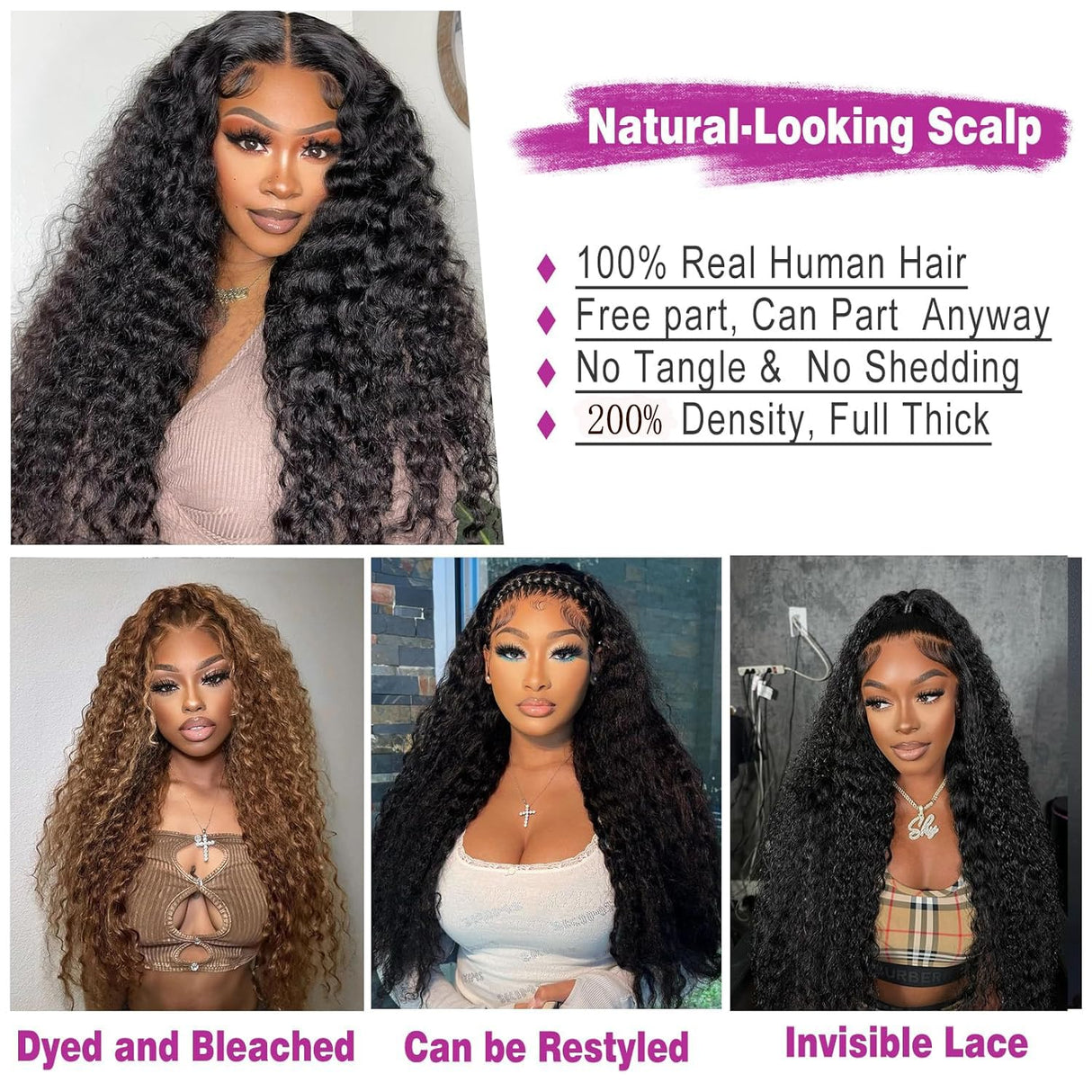 28 Inch 13X6 Deep Wave Lace Front Wigs Human Hair Pre Plucked 200% Density HD Lace Frontal Wigs for Women Curly Human Hair Wig Wet And Wavy HD Lace Front Wigs Pre Plucked