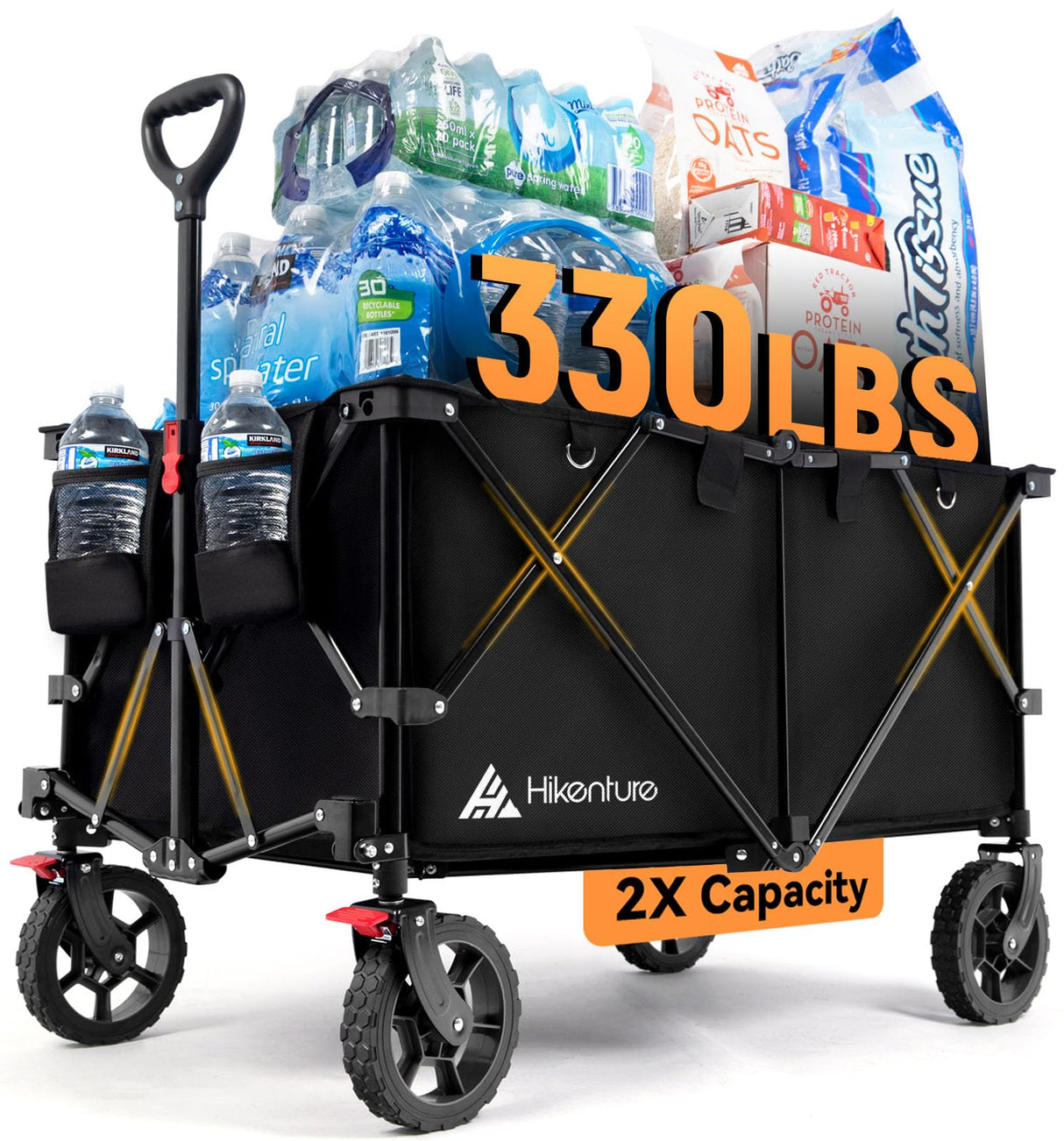 Hikenture Wagons Carts Foldable 330LBS, Heavy Duty Collapsible Wagon