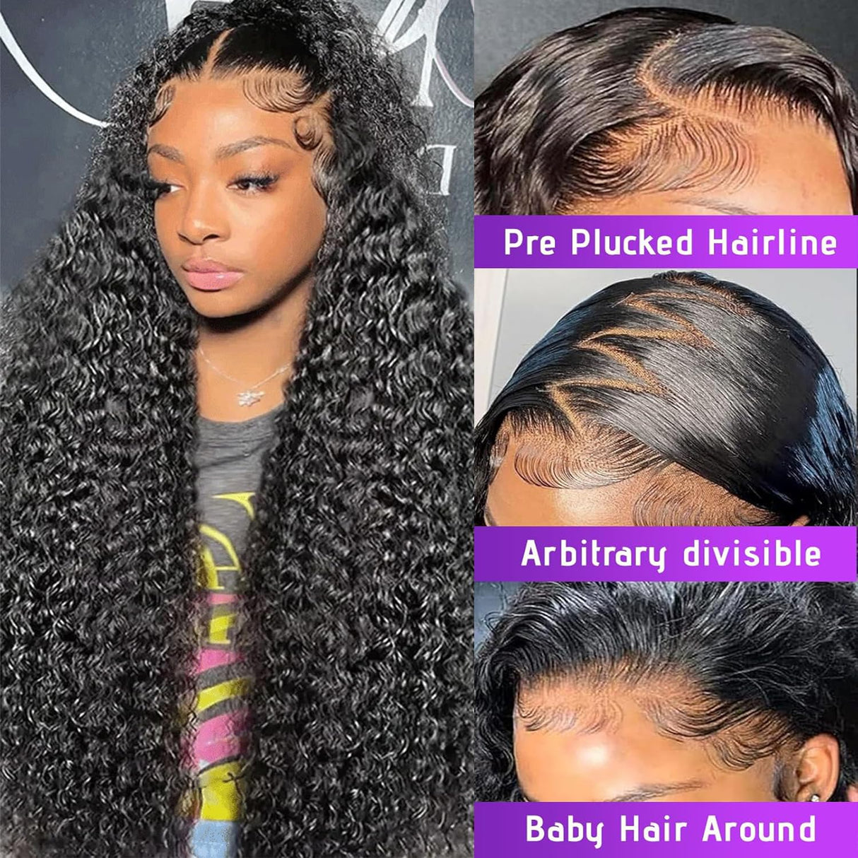 30 Inch Deep Wave Lace Front Wig Human Hair 13x6 HD Pre Plucked 200% Density Deep Curly Lace Frontal Wig for Women